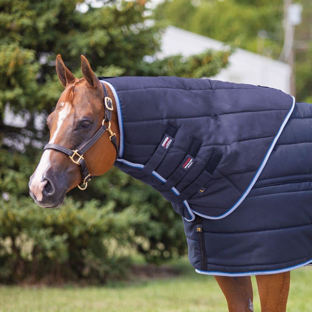 Tekno-Quilt Stable Horse Neck Cover - Premium Insulated Winter Horse Blanket Accessory | Adjusta Fit Tekno-Quilt Compatible | Secure Hook & Loop Fastening | Black Large Size | Ideal for Cold Weather Riding & Stable Use