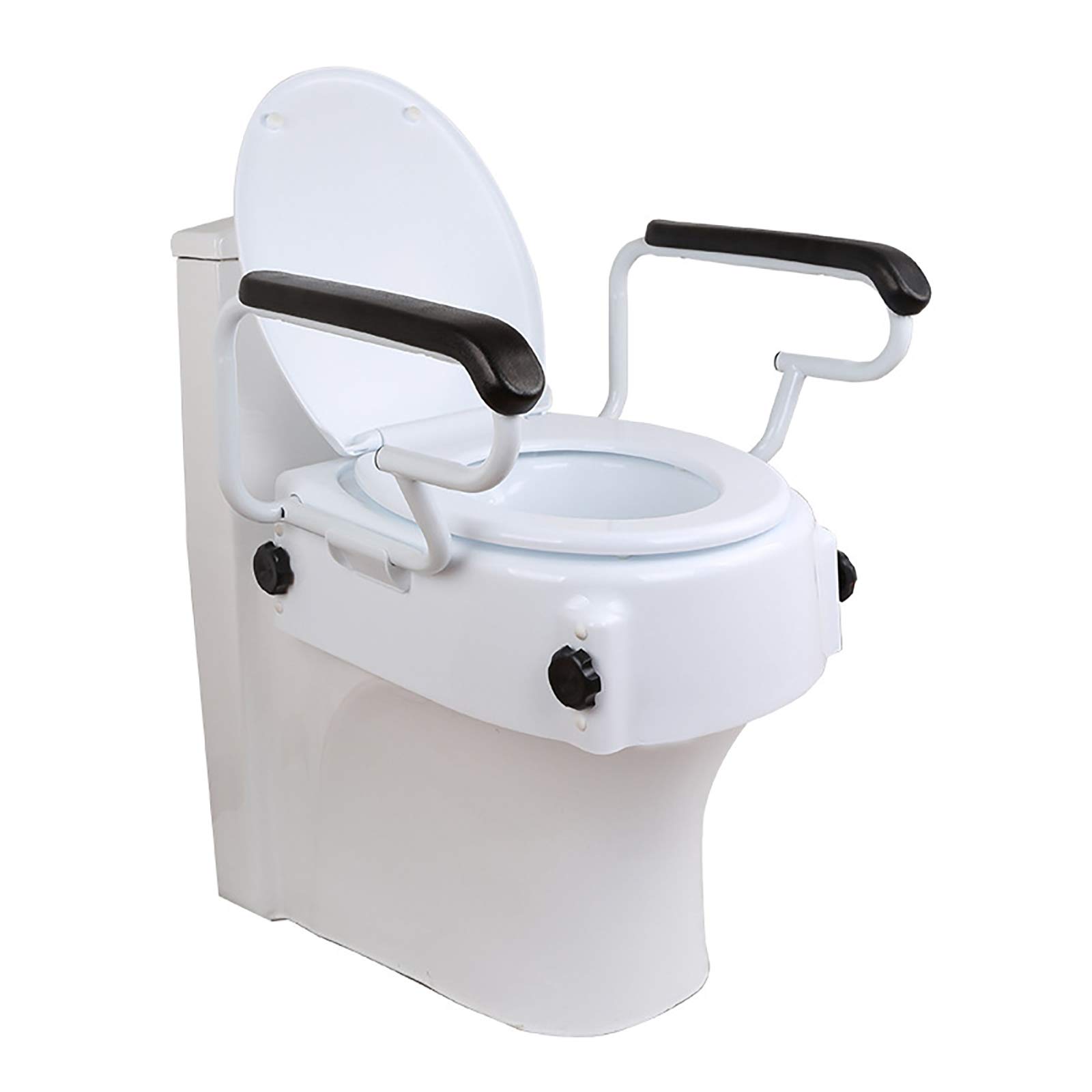 HDGRNCC Adjustable Raised Toilet Seat with Lid - 3 Height Settings (6, 10, 14cm) - Elderly & Disability Bathroom Safety Aid - Ideal for Seniors, Post-Surgery Recovery & Accessible Home Care