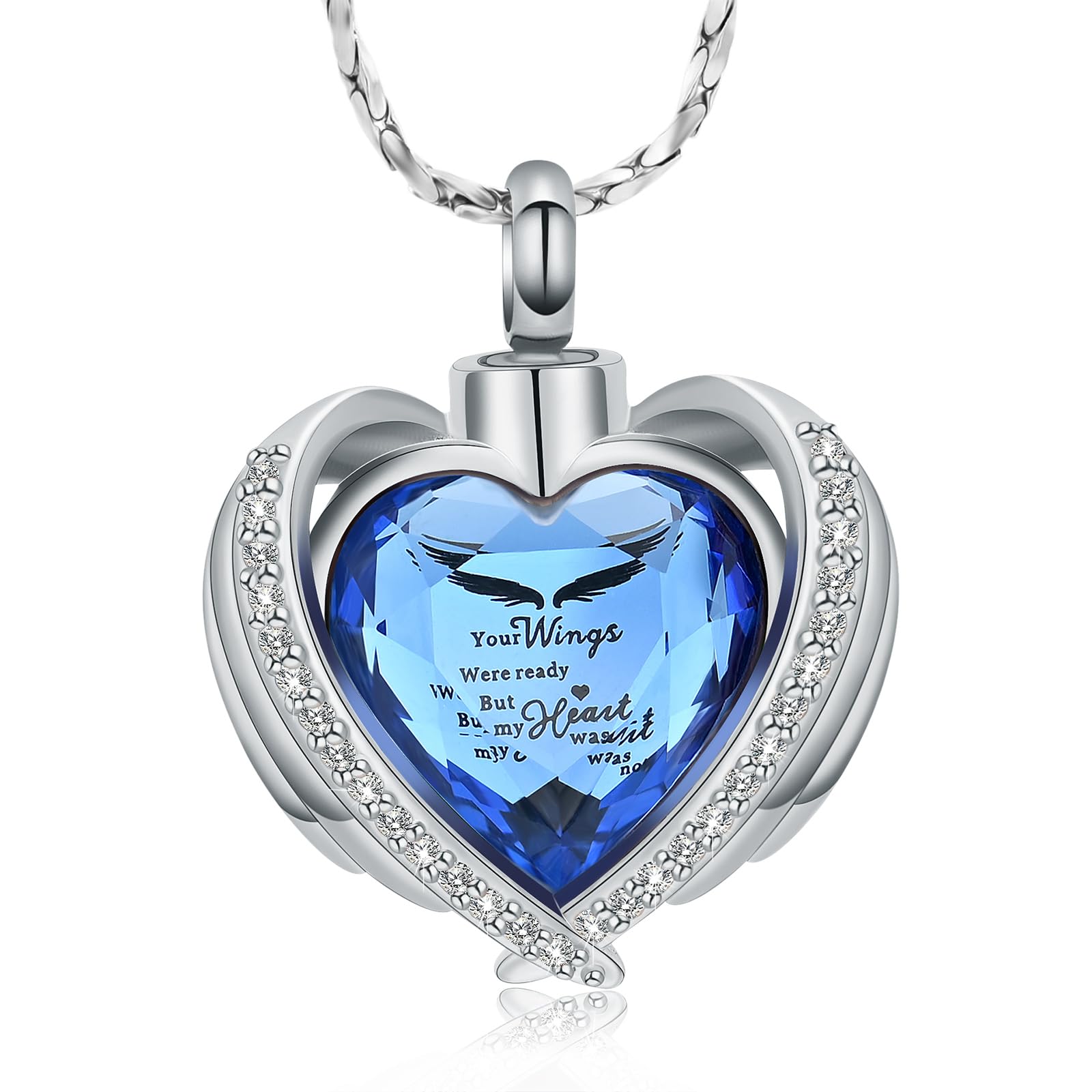 QGJNSGC Cremation Jewelry for Ashes - Elegant Crystal Heart Urn Pendant Necklace with Mini Memorial Keepsake Urn - Ashes Holder for Women - Perfect for Memorial Gifts, Funeral Keepsakes & Remembrance Jewelry