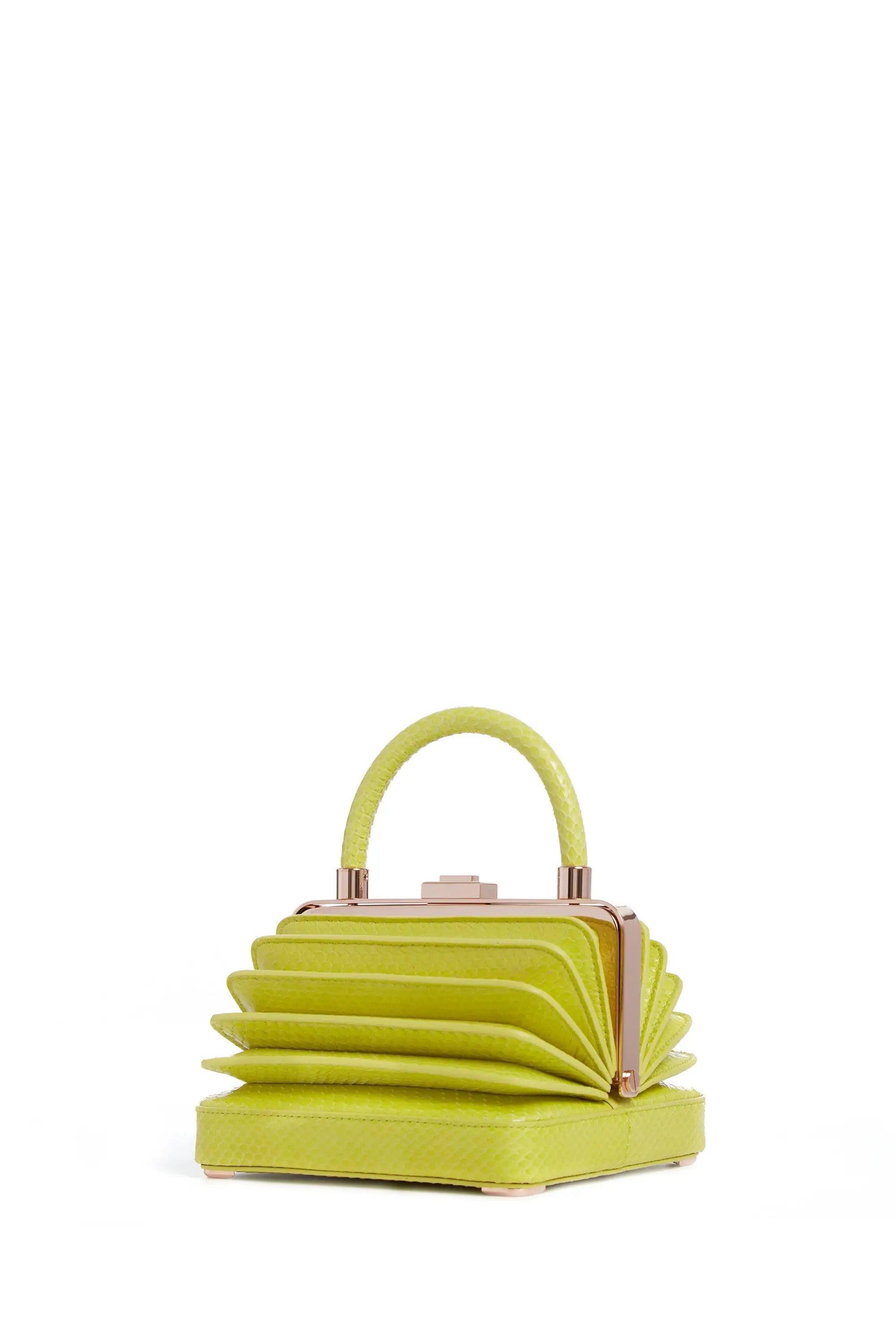 Small Diana Crossbody Bag in Lime Adamite Snakeskin - Stylish Vegan Leather Purse for Women, Perfect for Date Night & Evening Events