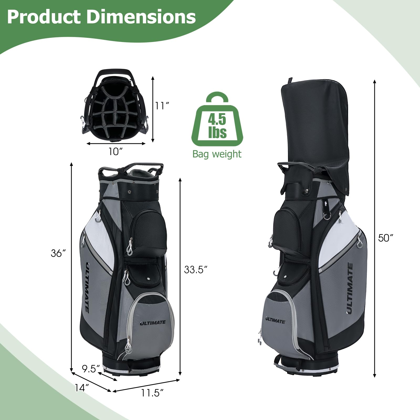 **Tangkula 14-Way Golf Cart Bag - Lightweight Waterproof Golf Club Bag with Cooler Pocket, Rain Hood & Shoulder Strap - Ideal for Men & Women Golfers on the Course**    *(Use Case: Perfect for golf tournaments, driving ranges, and casual rounds with durable storage for clubs, accessories, and drinks.)*