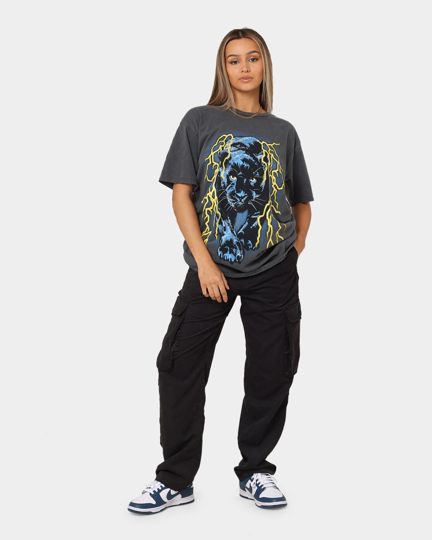 Vintage American Thrift OG Panther Graphic T-Shirt - Off Black | Retro Streetwear for Men & Women | Perfect for Casual Outfits, Concerts, and Urban Fashion