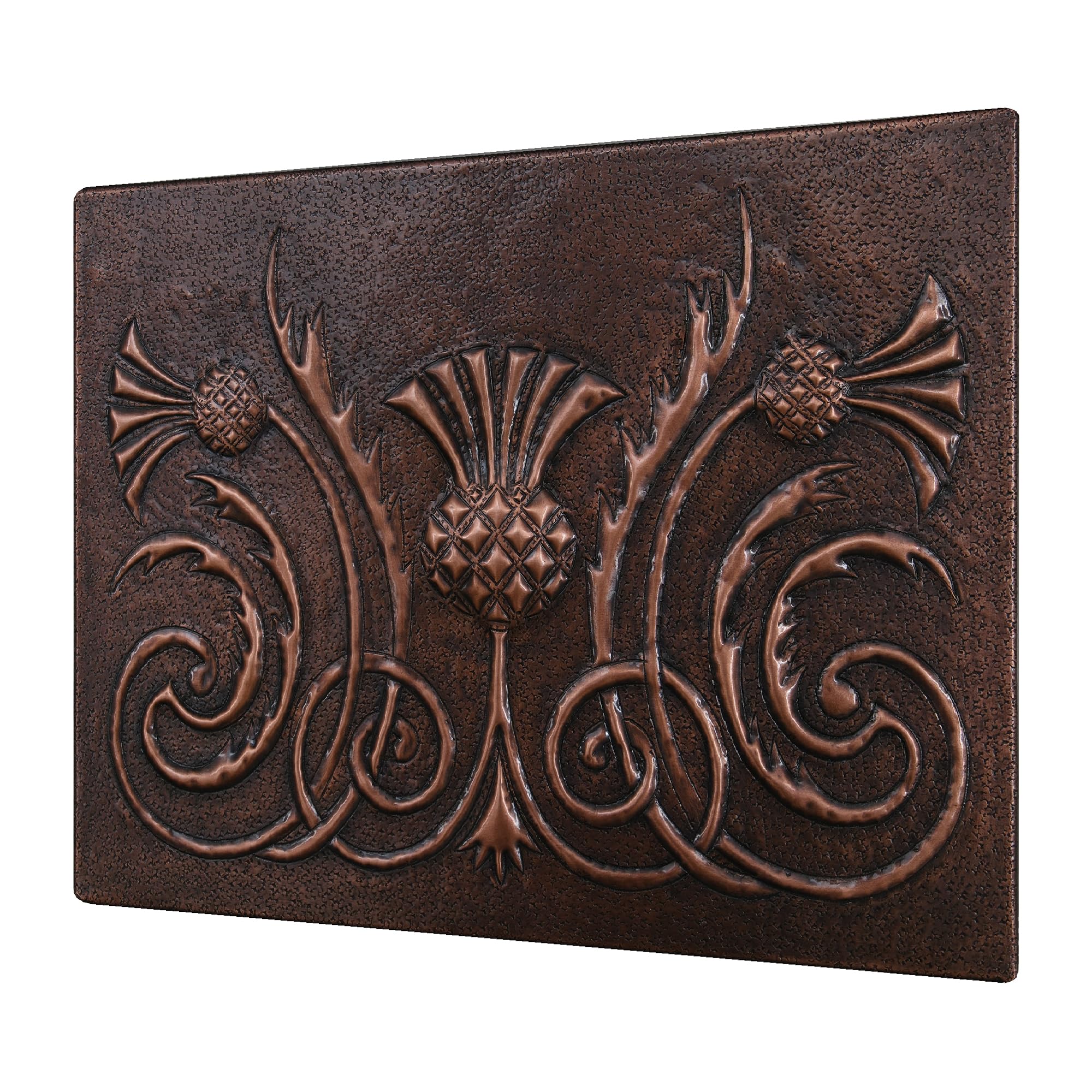Scottish Thistle Copper Kitchen Backsplash Panel - Handmade Custom Copper Tile for Indoor & Outdoor Wall Decor (Brown) - Perfect for Farmhouse, Rustic, and Modern Kitchen Designs