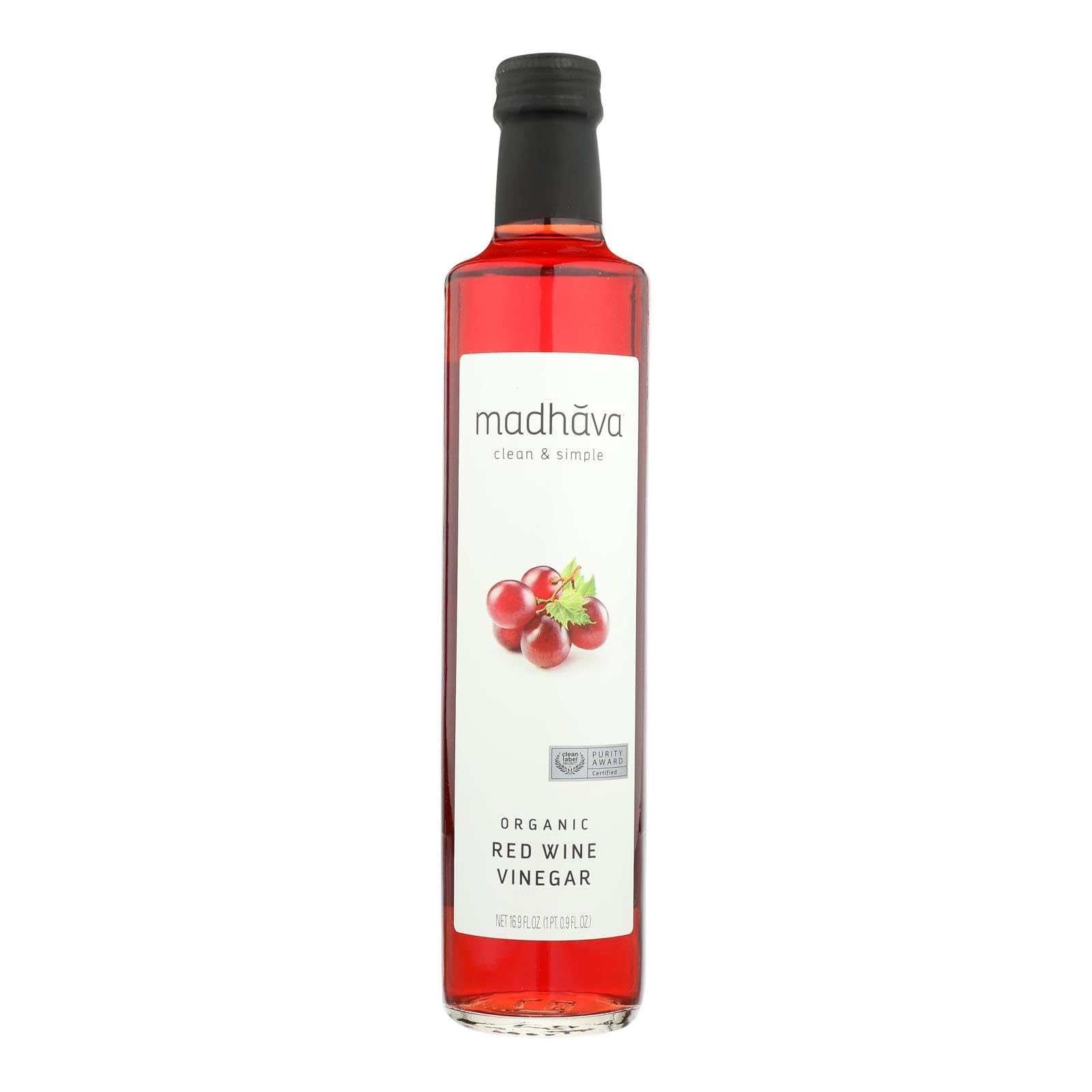 Madhava Organic Red Wine Vinegar - Non-GMO, USDA Certified, 500ml (6-Pack) - Perfect for Salads, Marinades & Healthy Cooking