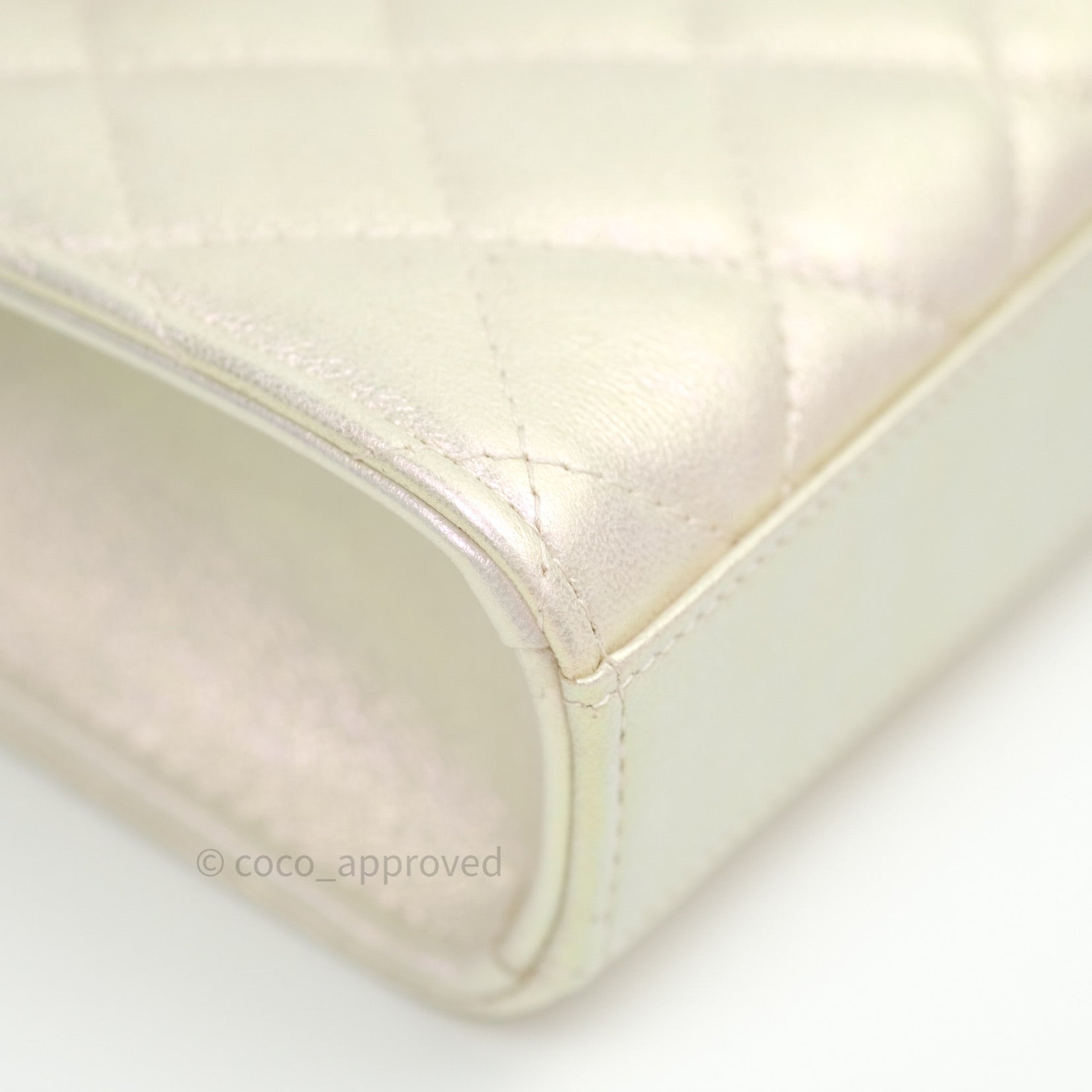 Chanel Classic Ivory Iridescent Gold Hardware Phone Holder - Luxury Designer Phone Case for iPhone & Samsung - Perfect for Parties, Travel & Everyday Use