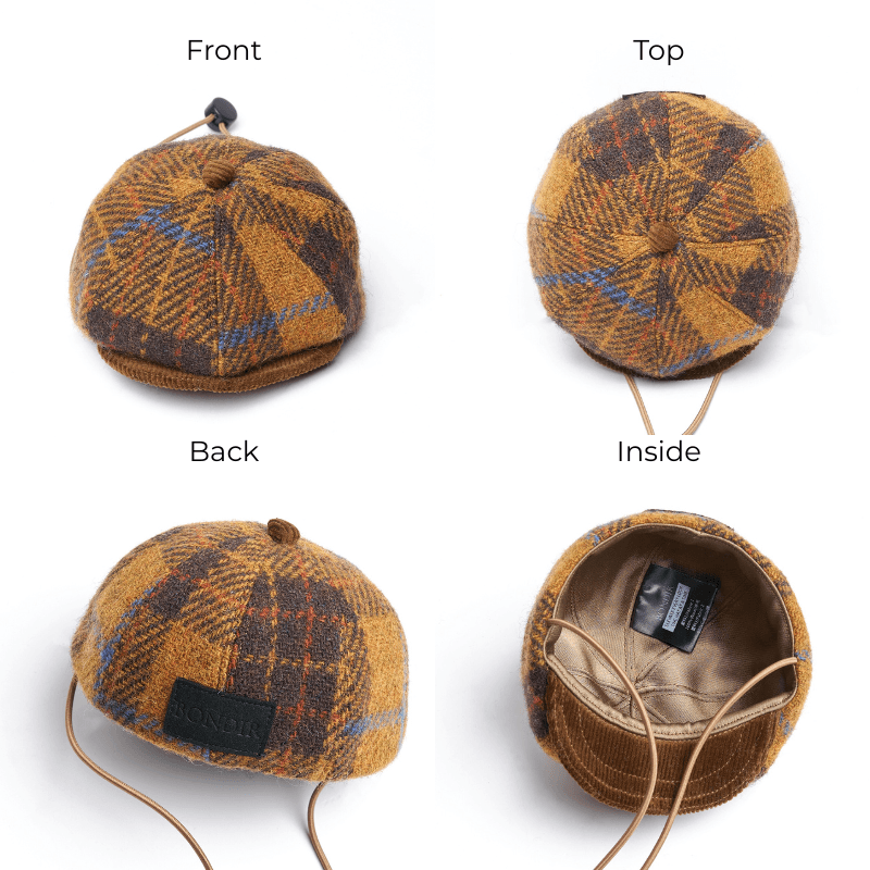 Heritage Highland Dog Newsboy Cap - Vintage Plaid Wool Flat Cap for Men & Women - Perfect for Outdoor Adventures, Casual Wear & Costume Parties