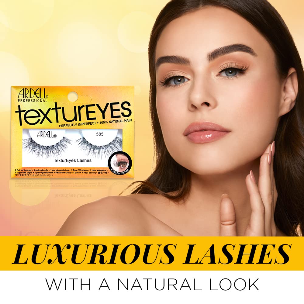 Ardell TexturEyes False Lashes 585 - Fluffy Natural Volume Eyelash Strips, Reusable Fake Lashes for Everyday Wear, 1 Pair - Perfect for Weddings, Parties & Special Occasions