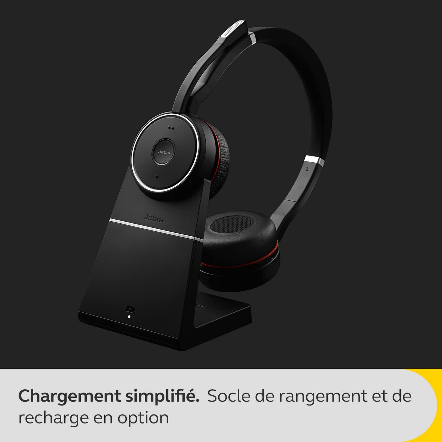 Jabra Evolve 75 SE Wireless Bluetooth Stereo Headset with Noise Cancelling Mic & Charging Base - Google Meet/Zoom Certified - Compatible with All Platforms - Black - Perfect for Remote Work, Video Conferencing & Office Use