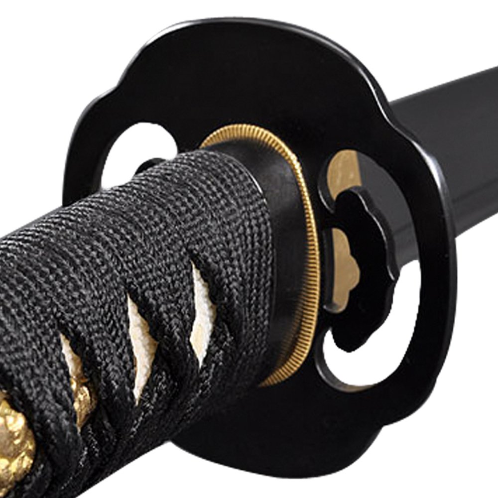 Hand Forged Samurai Katana Sword - 1080/1095 High Carbon Steel, Clay Tempered, Full Tang, Razor Sharp Blade with Wooden Scabbard - Perfect for Martial Arts Training, Cosplay, and Collectors Display