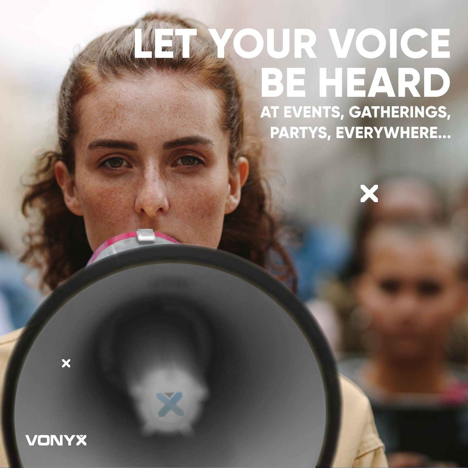 Vexus MEG050 50W Megaphone with Recording Function & Siren - 1KM Range, Battery-Powered Mic - Perfect for Outdoor Events, Crowd Control & Emergency Announcements