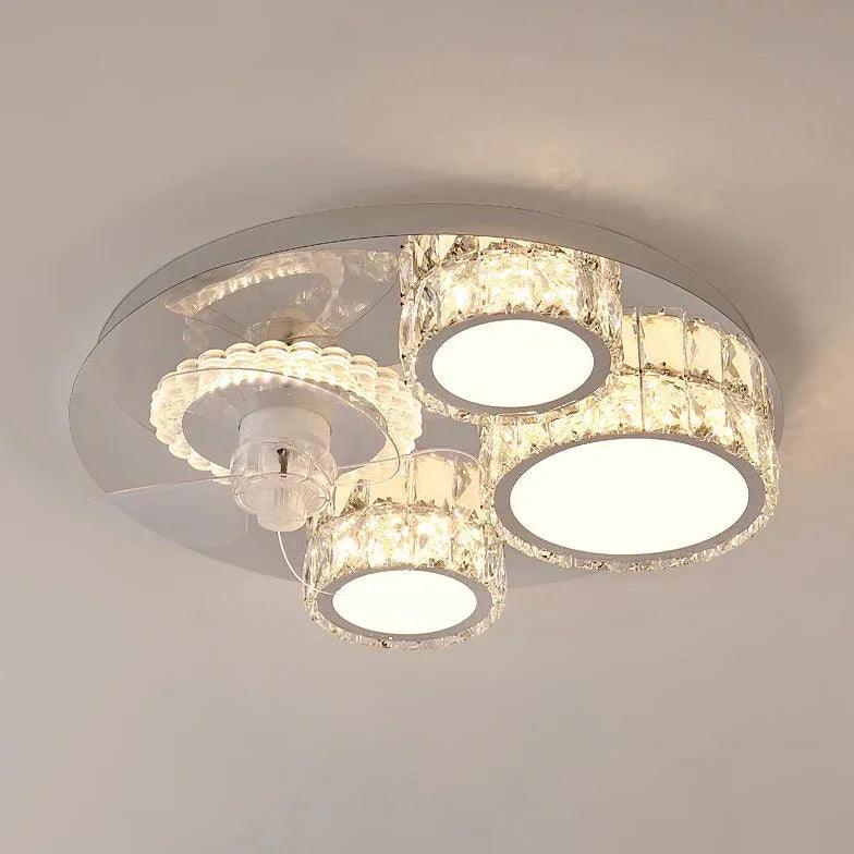 Modern Round Ceiling Fan with LED Light - Energy Efficient Quiet Bedroom Fan - Perfect for Bedroom, Living Room & Nursery Cooling & Lighting