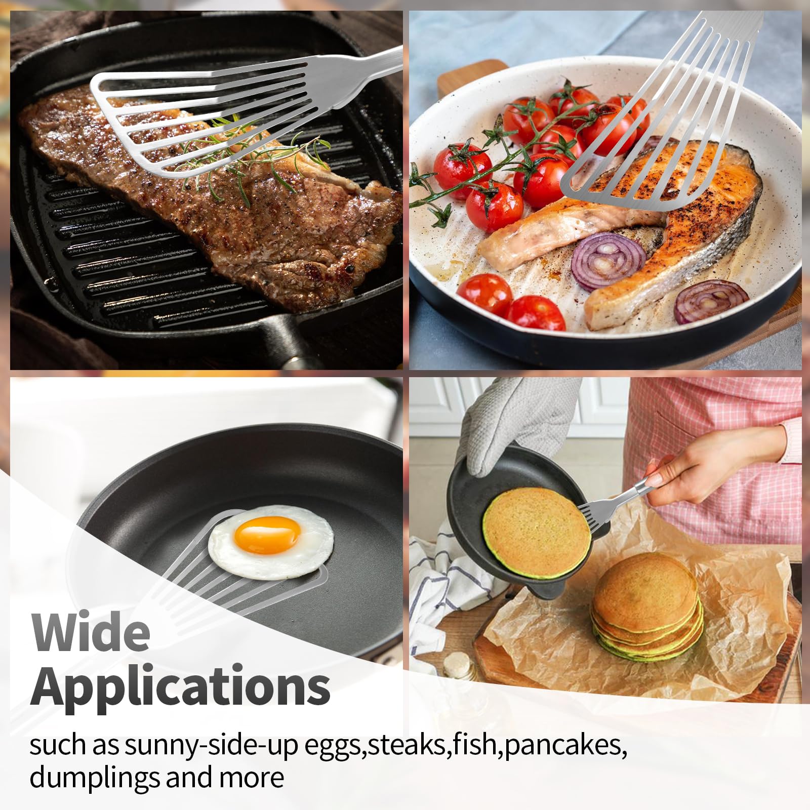 2-Pack Stainless Steel Fish Spatula Set - Premium Flexible BBQ Turner with Slotted Design for Flipping Fish, Eggs, Pancakes & Steaks - Perfect for Grilling, Cooking & Outdoor Barbecue Parties