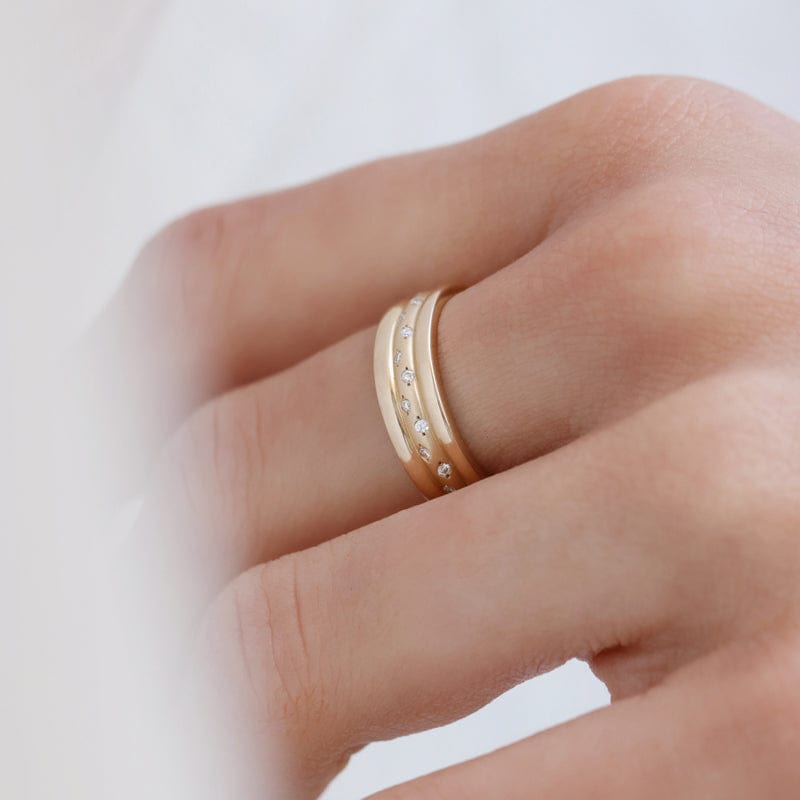 Stacked Starry Diamond Band Ring for Women - 14K Gold Plated Stackable Rings Set - Perfect for Anniversary, Wedding, and Everyday Elegance