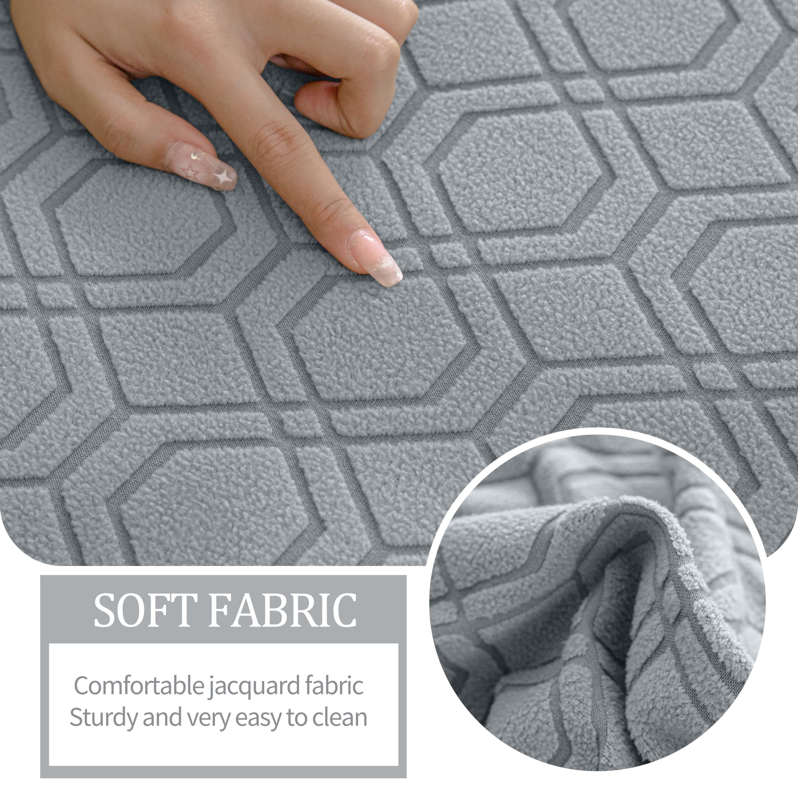 Hyha Stretchable Sofa Cushion Covers - Washable 3-Piece Set for 3-Cushion Couches, Universal Fit Magic Sofa Protector in Gray | Perfect for Living Room, Family Room & Home Decor Upgrade