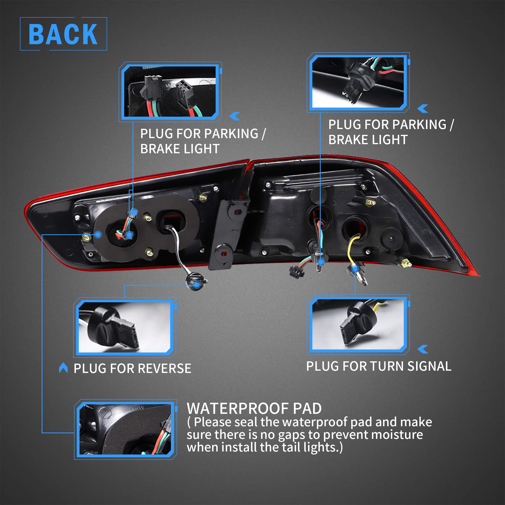 VLAND LED Tail Lights for Mitsubishi Lancer & Lancer EVO X 2008-2020 - Amber Sequential Turn Signals, Full LED Rear Light Assembly with Clear Lens (Not Compatible with Sportbacks/Fortis/IO) - Perfect for Night Driving & Car Customization
