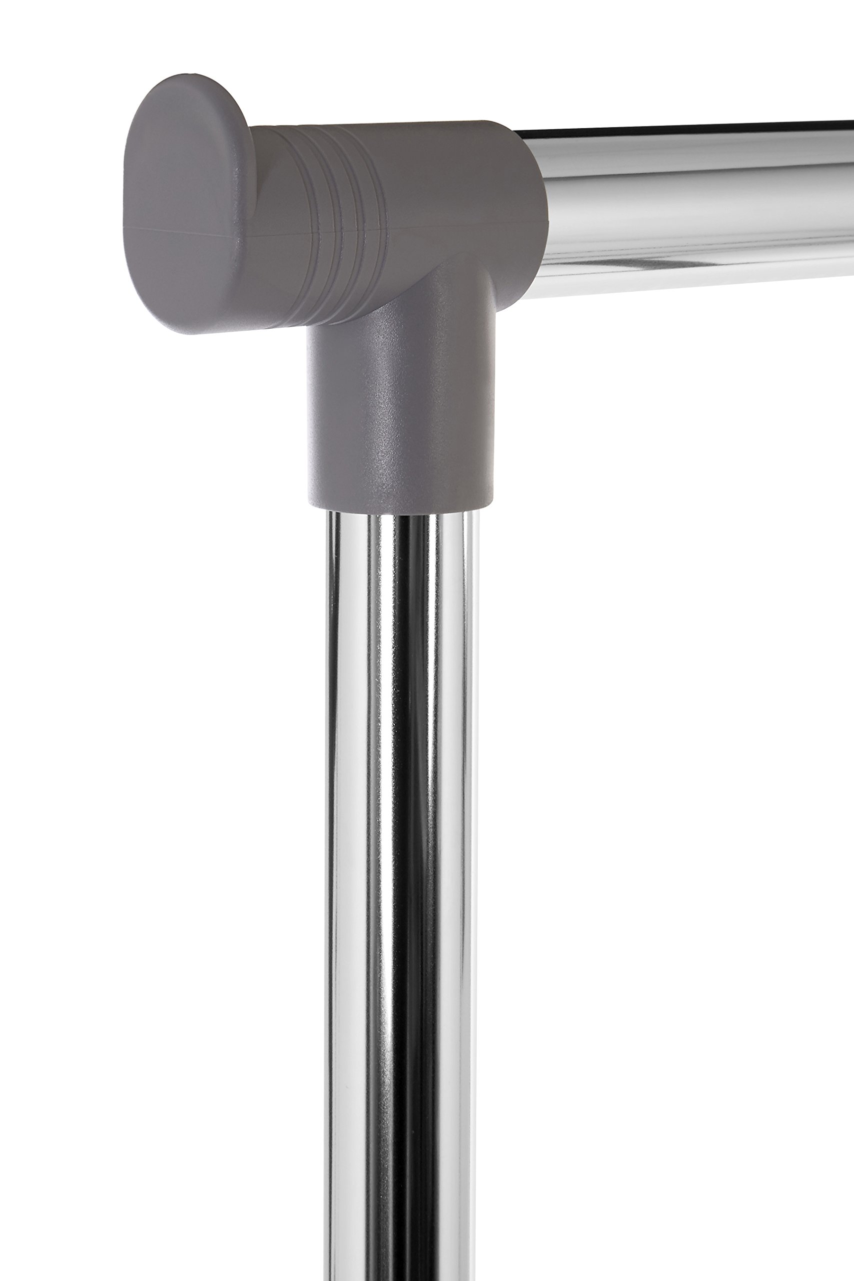 Premier Housewares 1900395 Chrome Double Hanging Rail with Wheels - Adjustable Closet Organizer for Bedroom, Bathroom & Laundry Room Storage
