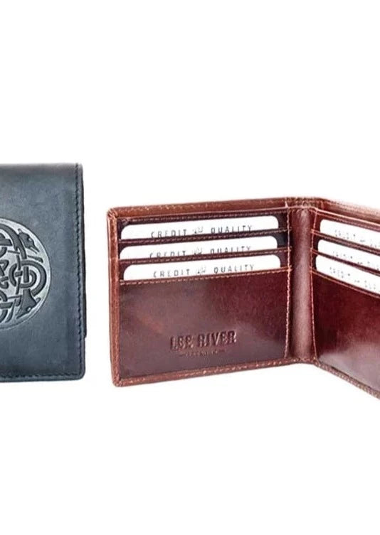 Celtic Cuchulainn Genuine Leather Wallet for Men - Premium Brown RFID Blocking Bifold Wallet - Perfect for Everyday Use, Travel & Gift Giving
