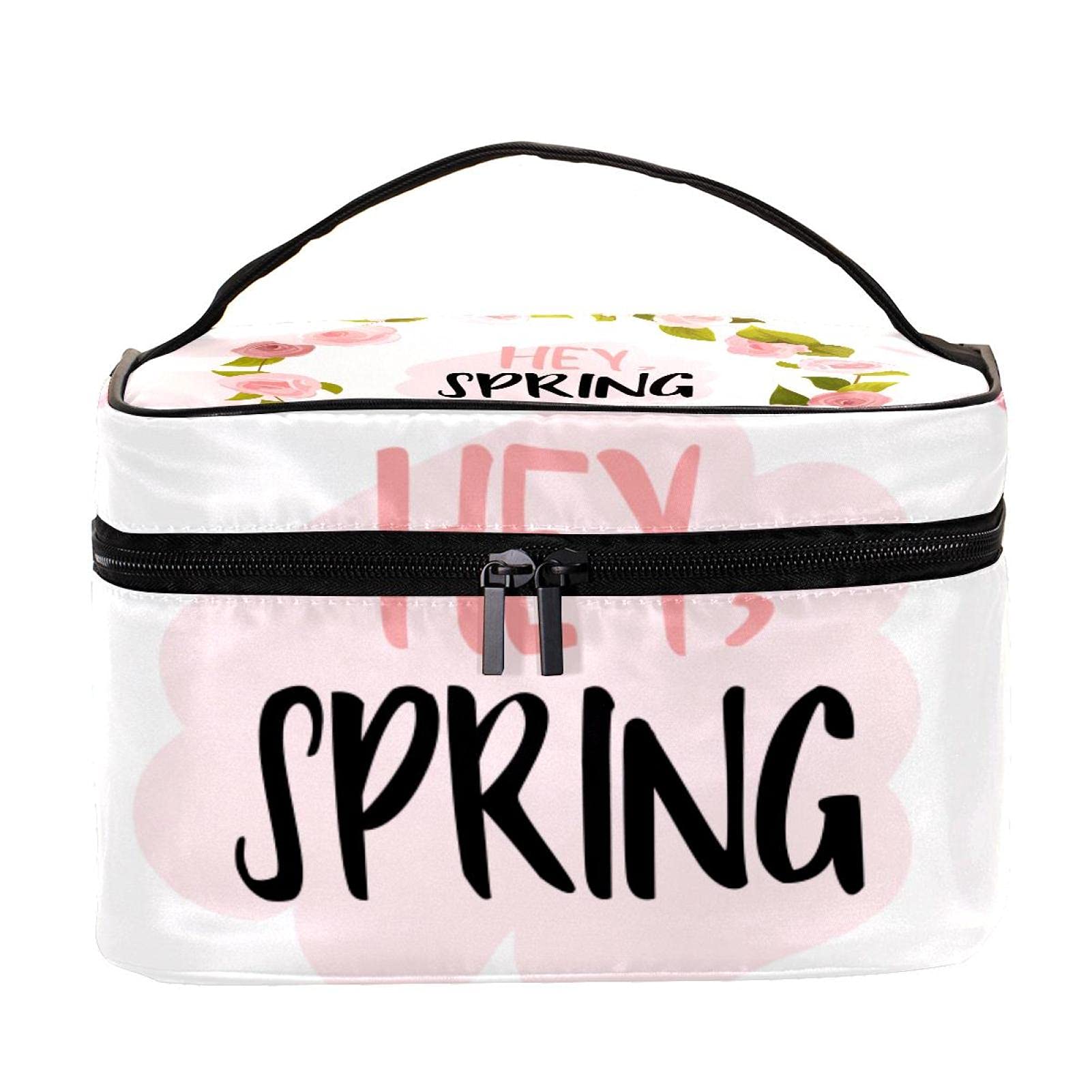 Pink Floral Makeup Bag Large Cosmetic Organizer for Women | Travel & Toiletry Case