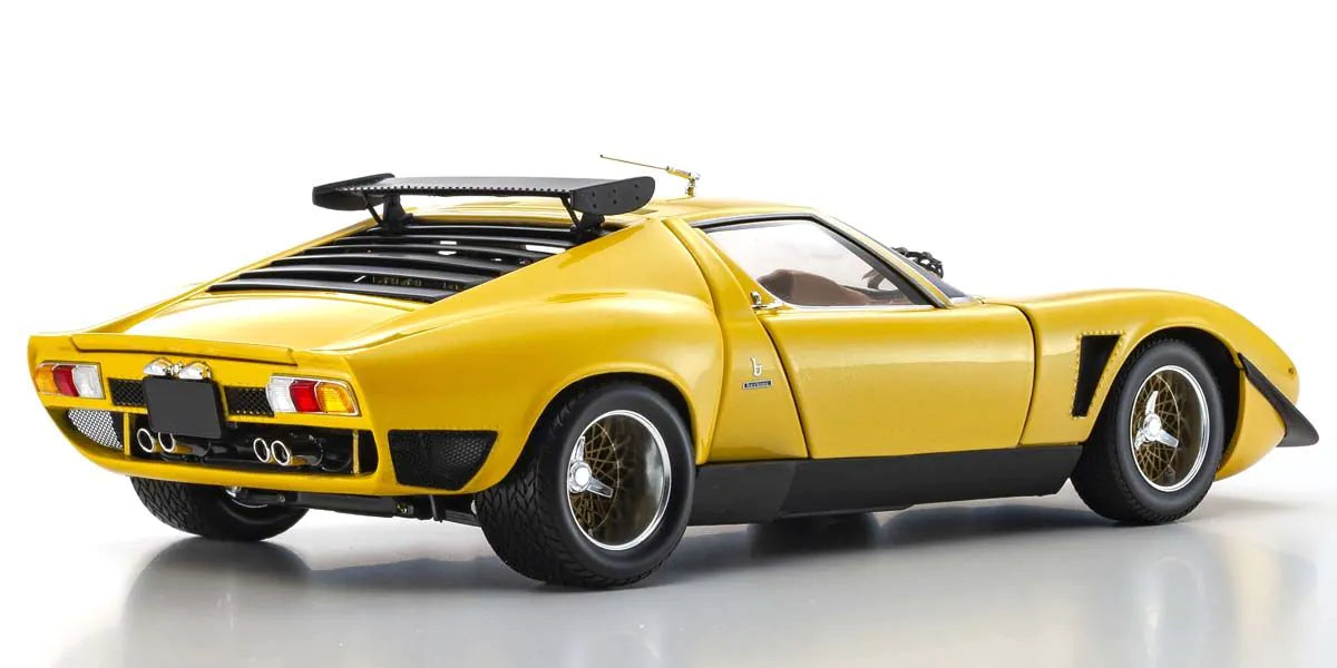 Kyosho 1:18 Scale Lamborghini Miura SV Diecast Model Car - Yellow with Gold Accents | Collectible Display Piece for Car Enthusiasts & Home Office Decor