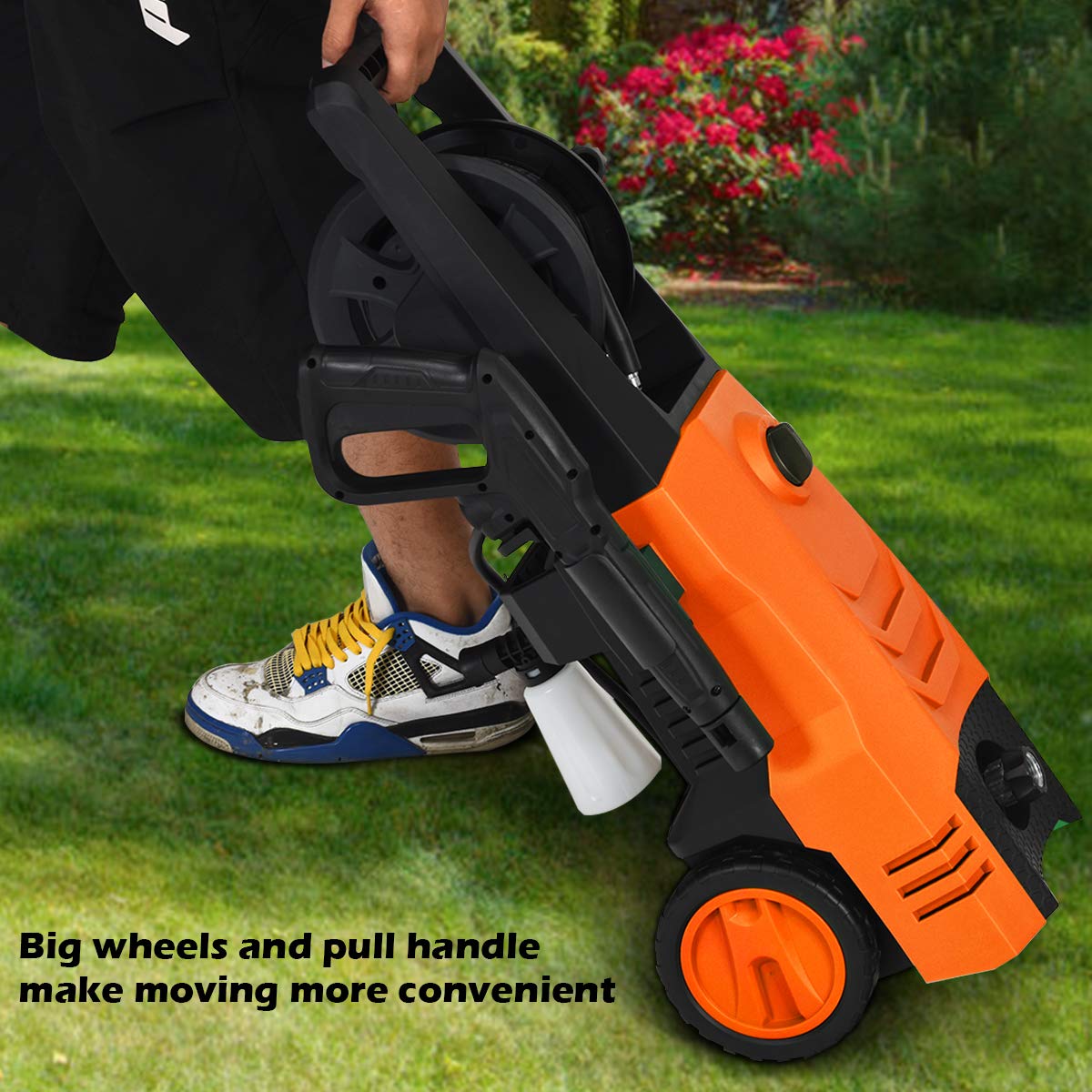 Goplus 3500PSI 2.6GPM Electric Pressure Washer - 1800W High Power Portable Pressure Cleaner with 4 Nozzles for Car, Fence, Patio, Driveway, Deck & Garden Cleaning (Orange) - Perfect for Home, RV and Outdoor Surface Deep Cleaning