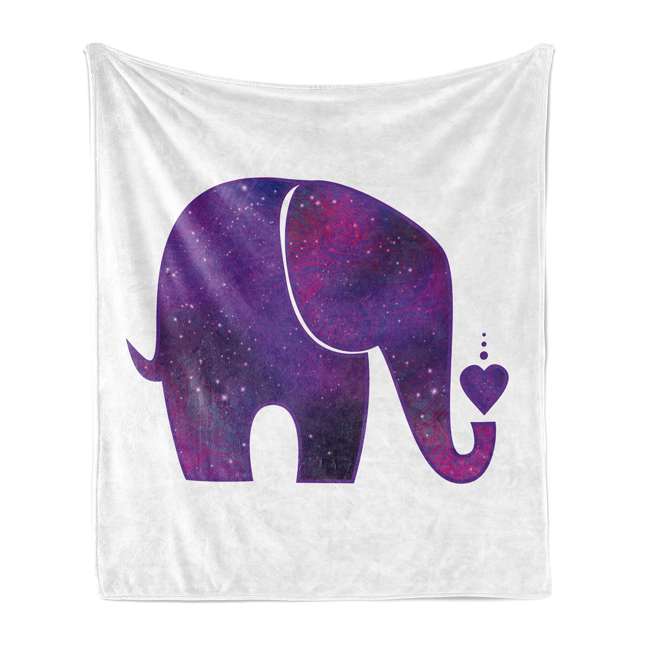 Ambesonne Flannel Fleece Animal Throw Blanket with Heart Print & Traditional Ornaments - Soft 70