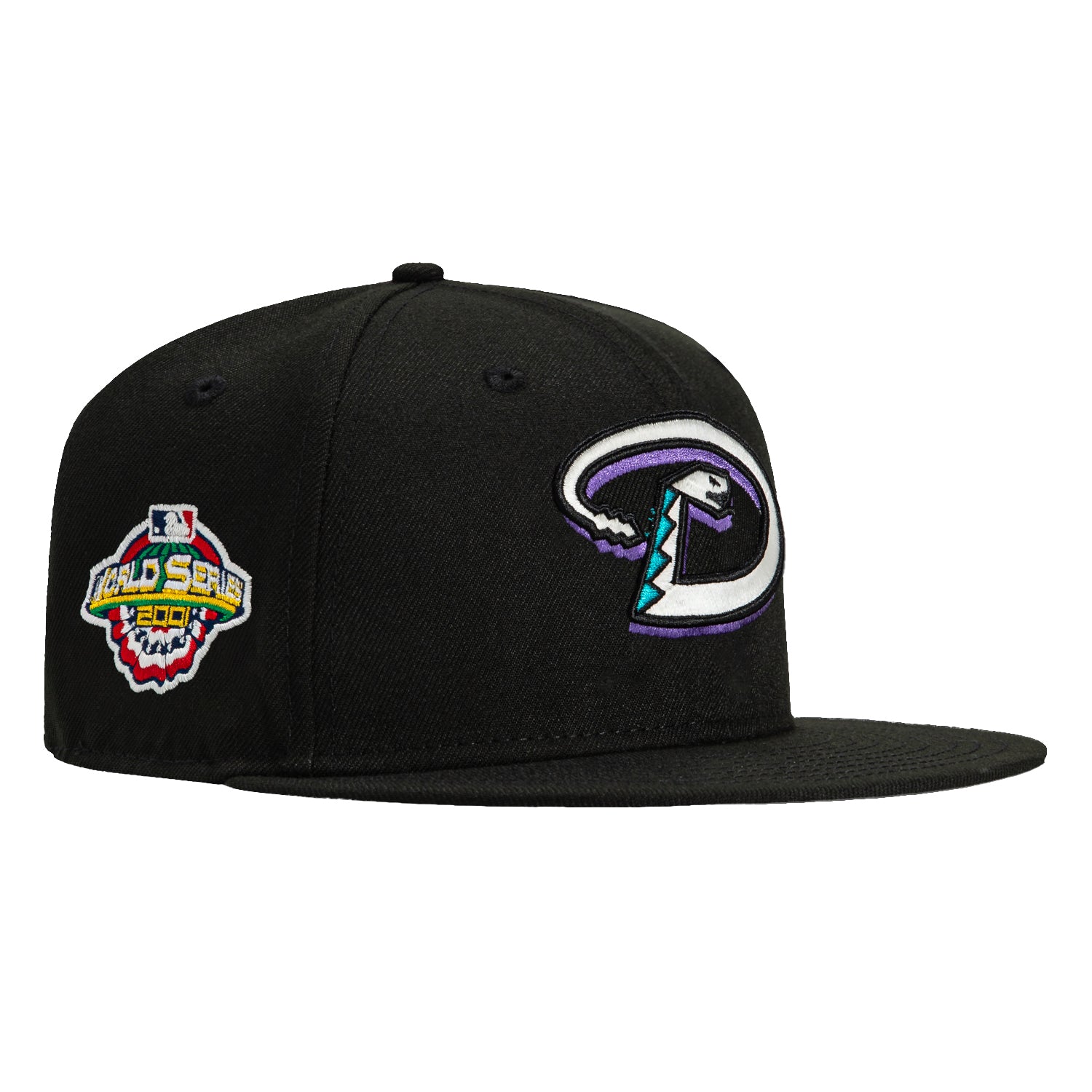 New Era 59Fifty Arizona Diamondbacks 2001 World Series Patch Glow in The Dark Snapback Hat - Black MLB Baseball Cap for Fans & Collectors - Perfect for Games, Night Events & Sports Memorabilia Display