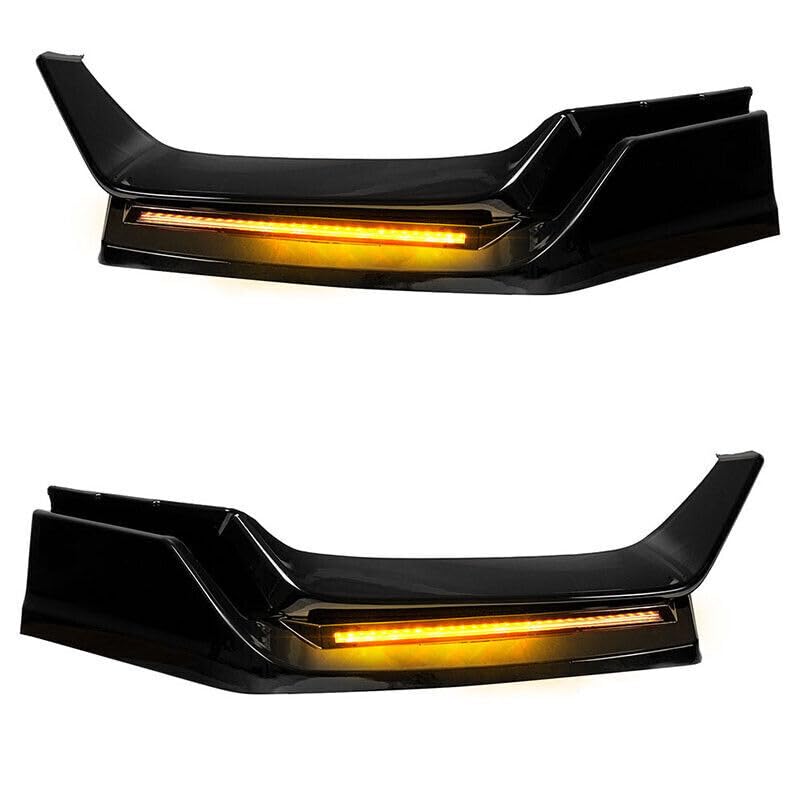 Glossy Black Front Bumper Lip with LED Daytime Running Lights - Compatible with 2016-2021 Honda Civic Hatchback & Si | Air Dam Spoiler Splitter for Enhanced Style & Visibility | Perfect for Street Racing & Car Customization