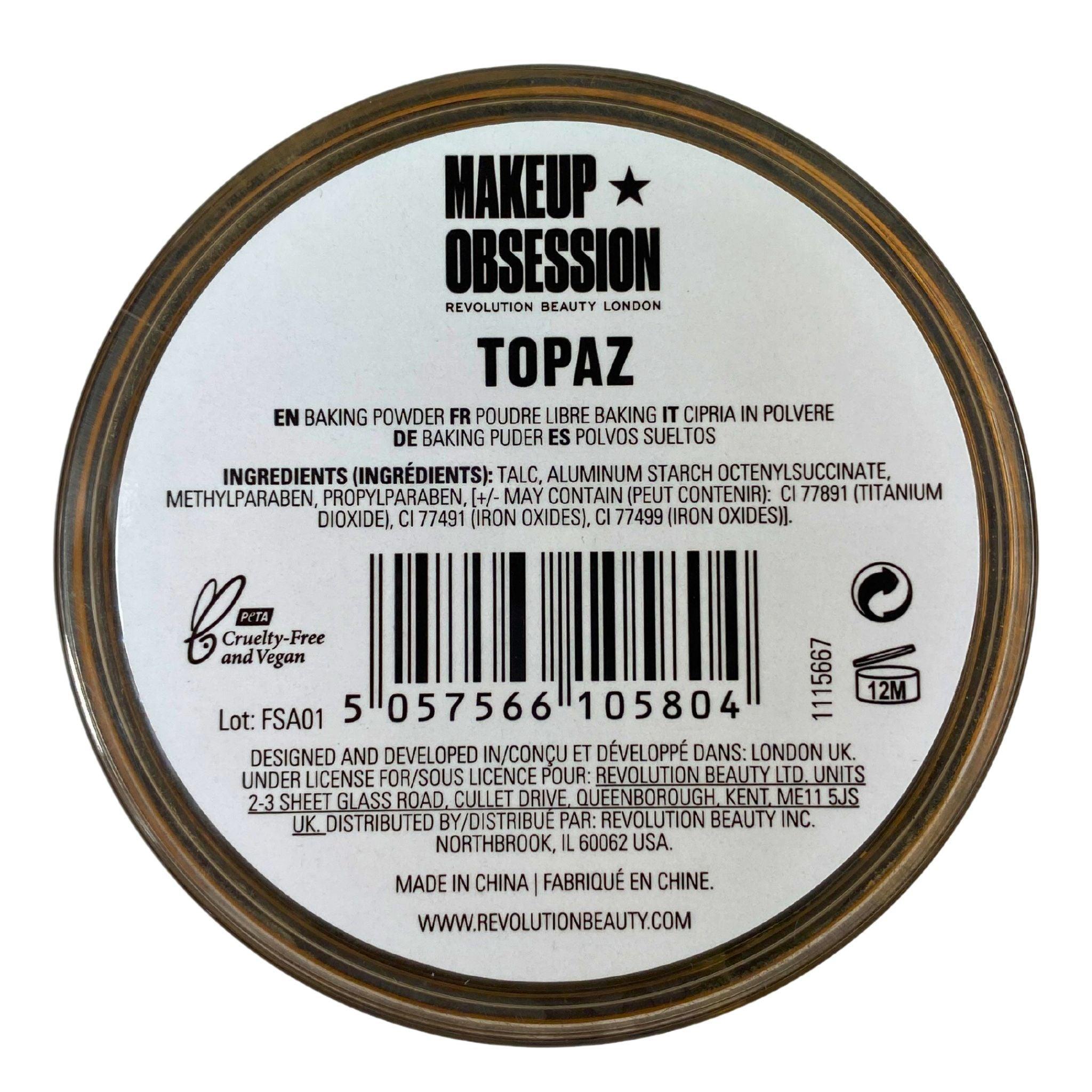 Makeup Obsession Pure Bake Topaz Baking Powder 0.28OZ (36 Pcs) - Professional Loose Setting Powder for Flawless Makeup Finish, Oil Control & Brightening - Perfect for Daily Use, Photo Shoots & Special Events
