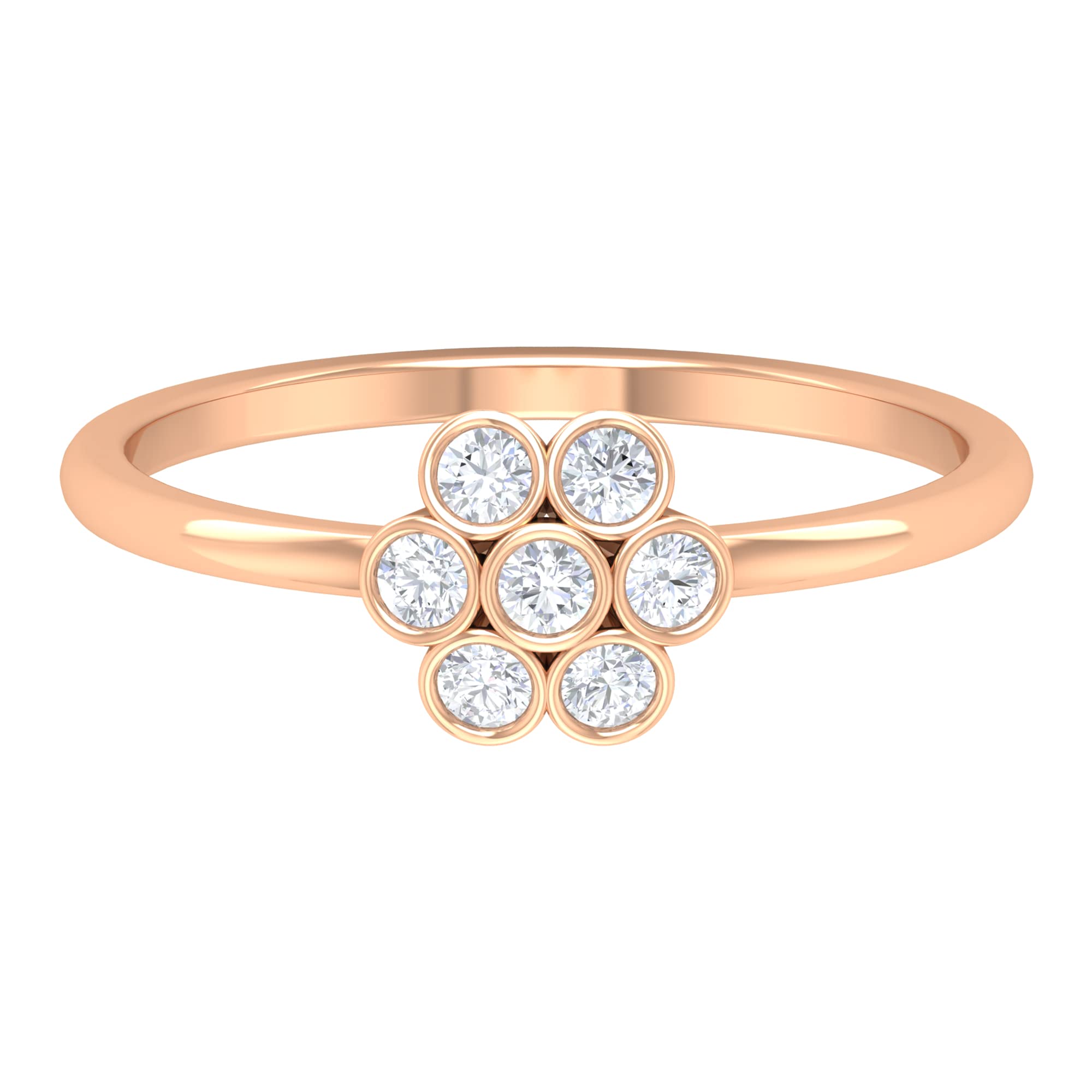 1/2 CT Diamond Cluster Ring for Women - 14K Solid Gold Minimalist Floral Wedding Band - Elegant Jewelry for Engagement, Anniversary & Special Occasions