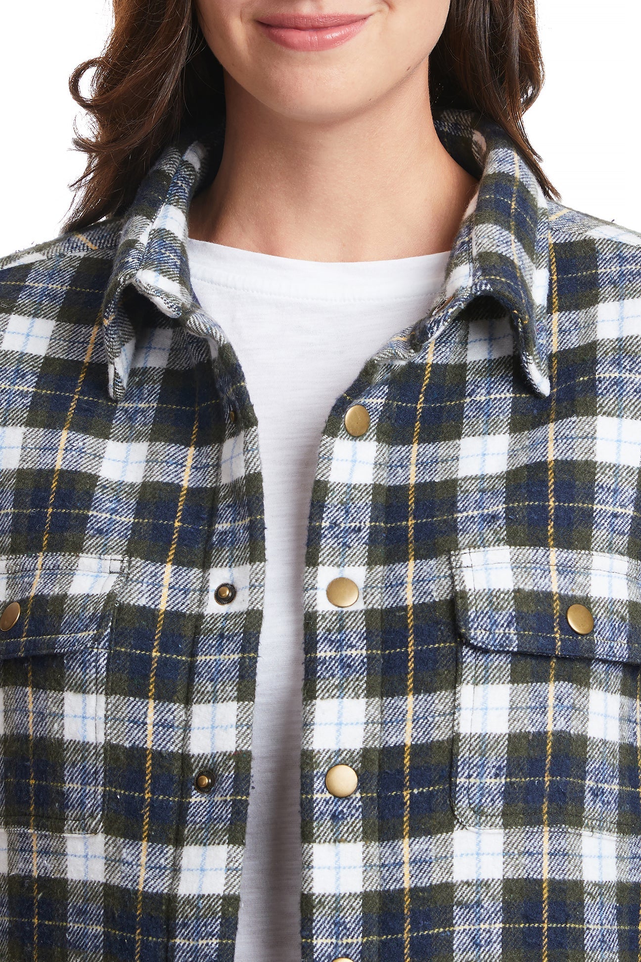 Women's Flannel Shacket - Nantucket Windowpane Plaid Overshirt for Fall & Winter | Cozy Layering Piece for Outdoor Adventures, Casual Wear & Work from Home