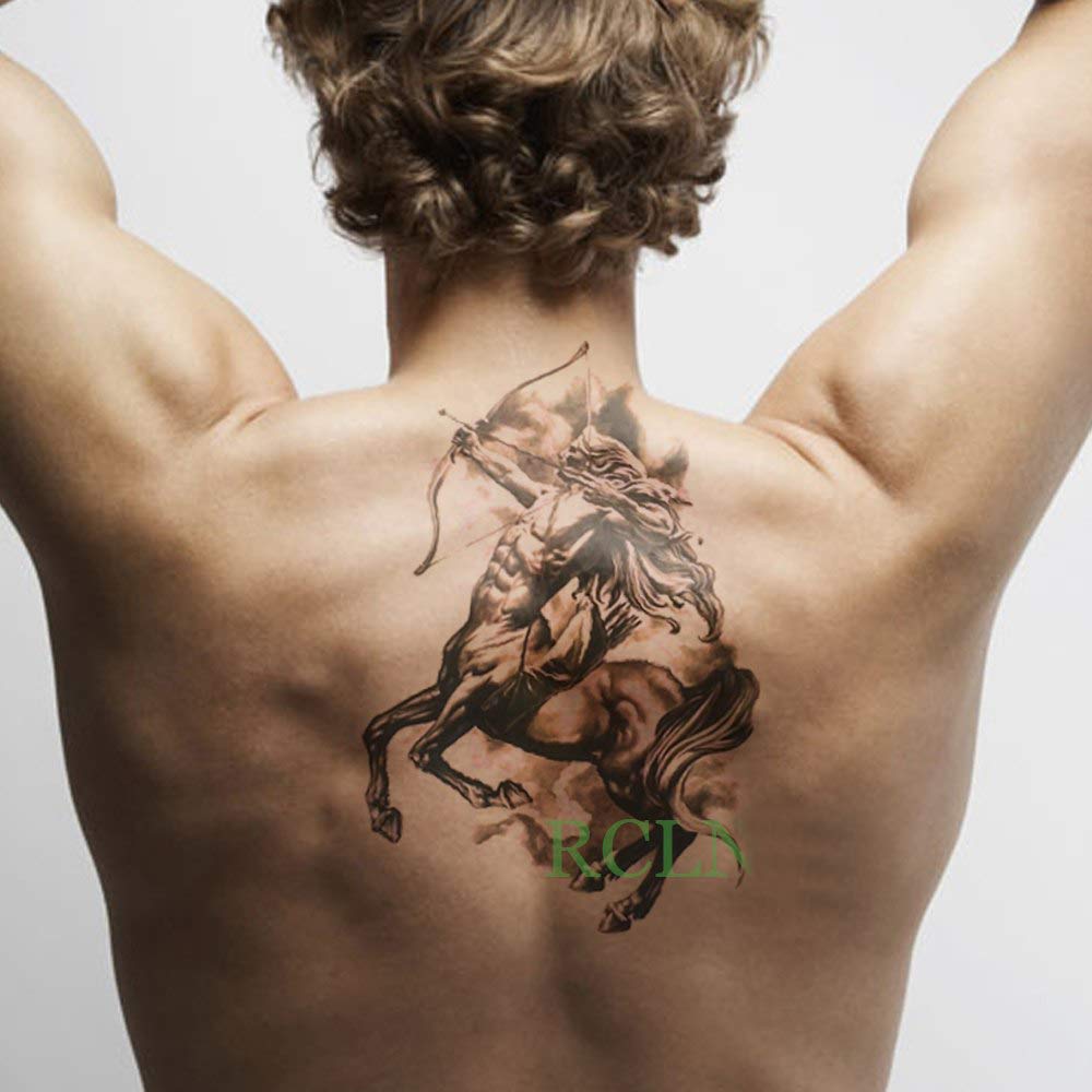 S.A.V.I 3D Waterproof Temporary Tattoo Sticker - Black Horse with Bow & Arrow Design (21x15cm, Multicolor) | Realistic Body Art for Parties, Halloween, Cosplay & Fashion Events