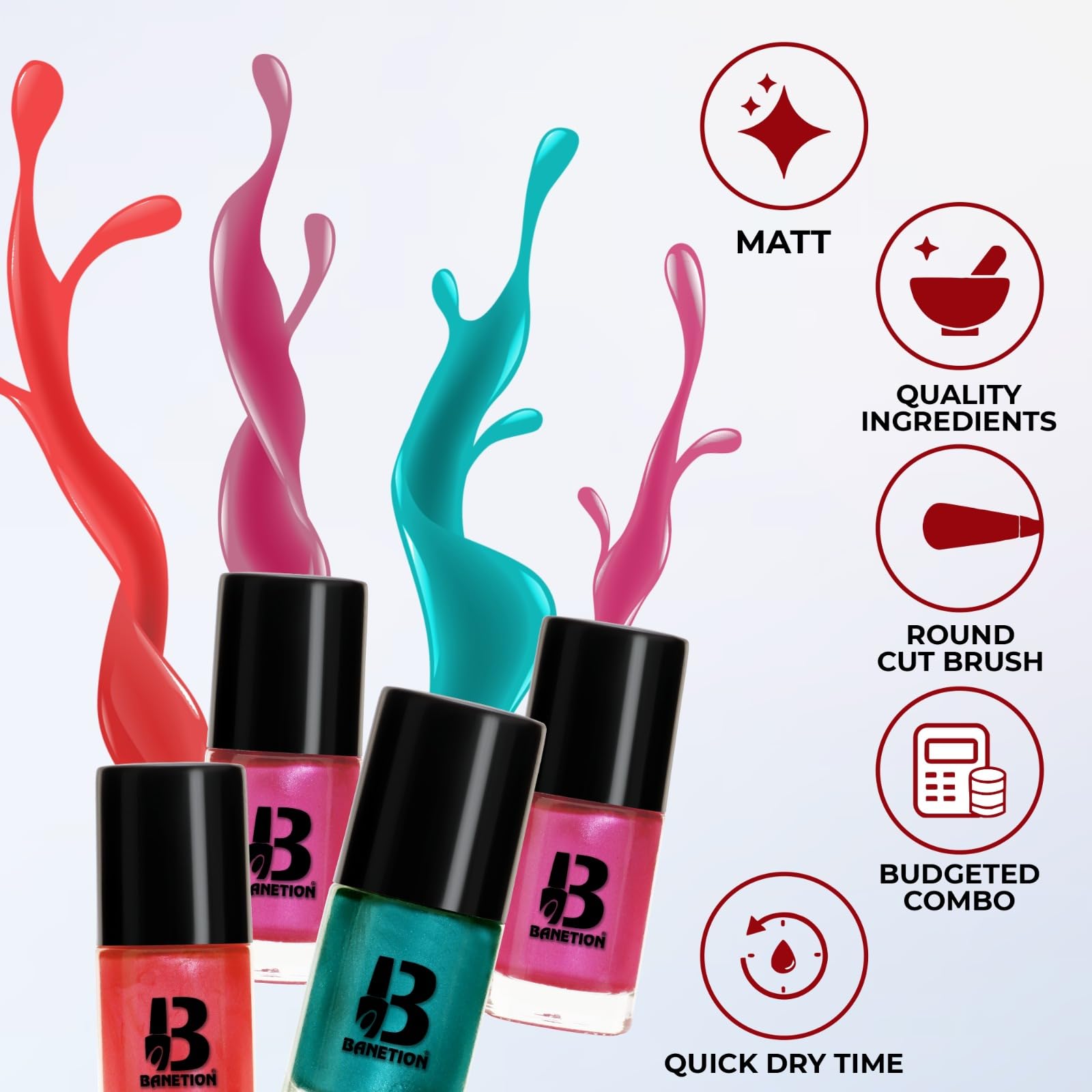 Banetion High Shine & Plump Finish Nail Polish for Women - 9ml Long Lasting Glossy Nail Paint - Perfect for Manicures, Pedicures, and Special Occasions