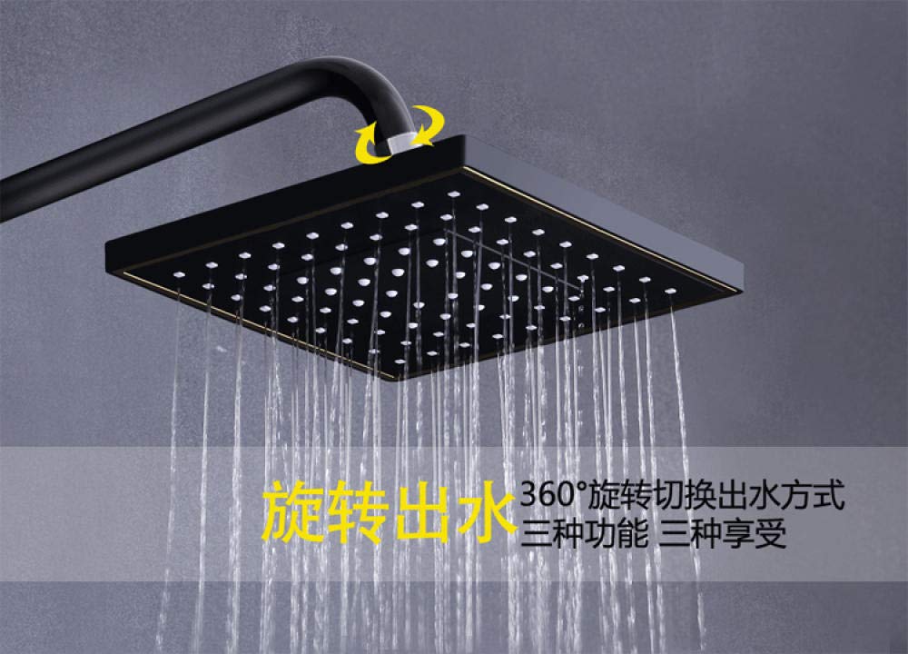Premium Black & Gold Shower Panel Set with Rainfall Faucet - Modern Bathroom Faucets & Taps for Luxury Spa Experience - Perfect for Master Bathroom Renovation & Hotel Style Upgrade