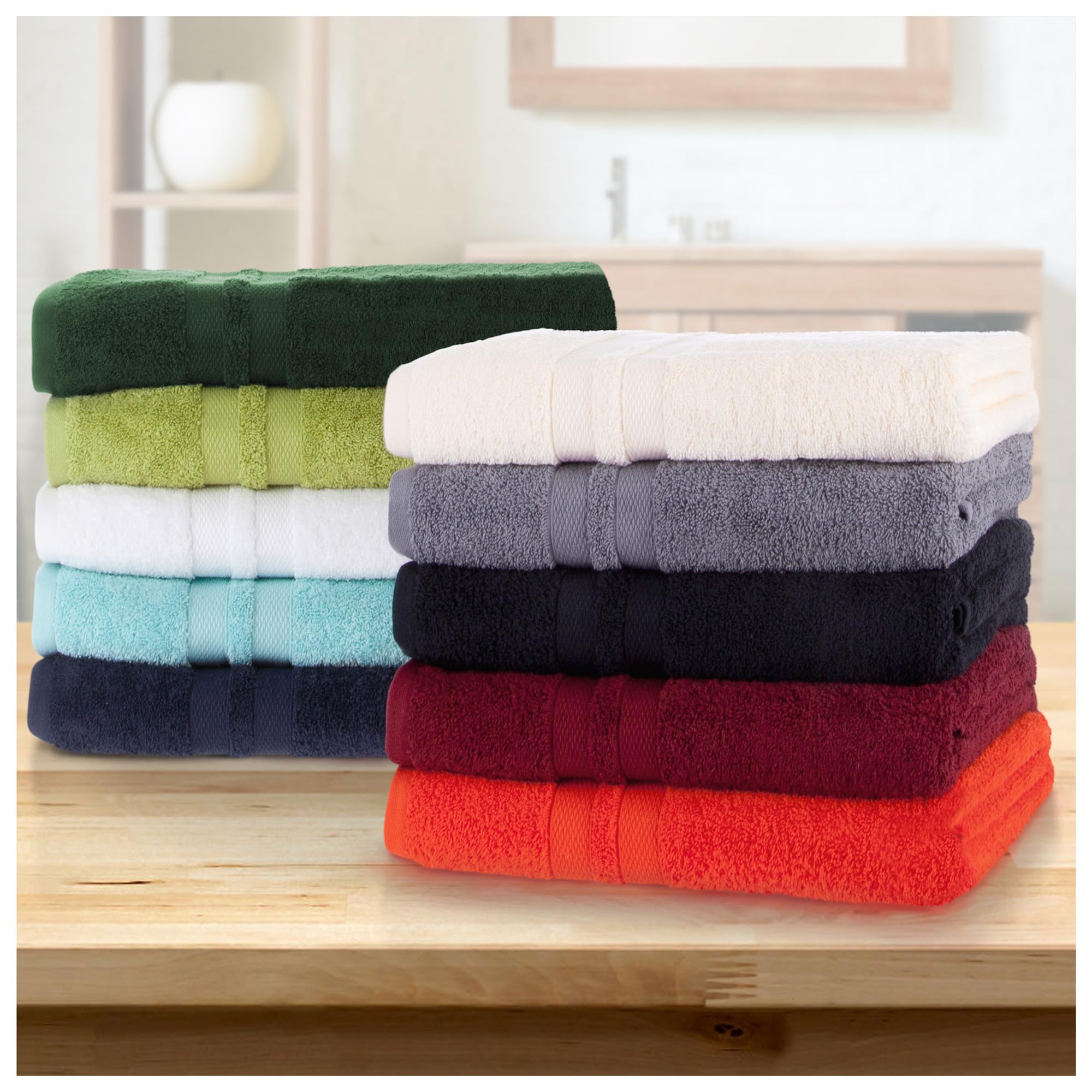 Premium Ultra-Soft 4-Piece Cotton Bath Towel Set - Highly Absorbent Quick-Dry Bath Towels for Home, Spa & Gym - Luxury Bathroom Essentials for Master Suite & Guest Bath Decor (Cyan Blue) - Perfect for Daily Use, Hotel-Style Experience & Thoughtful Housewarming Gifts