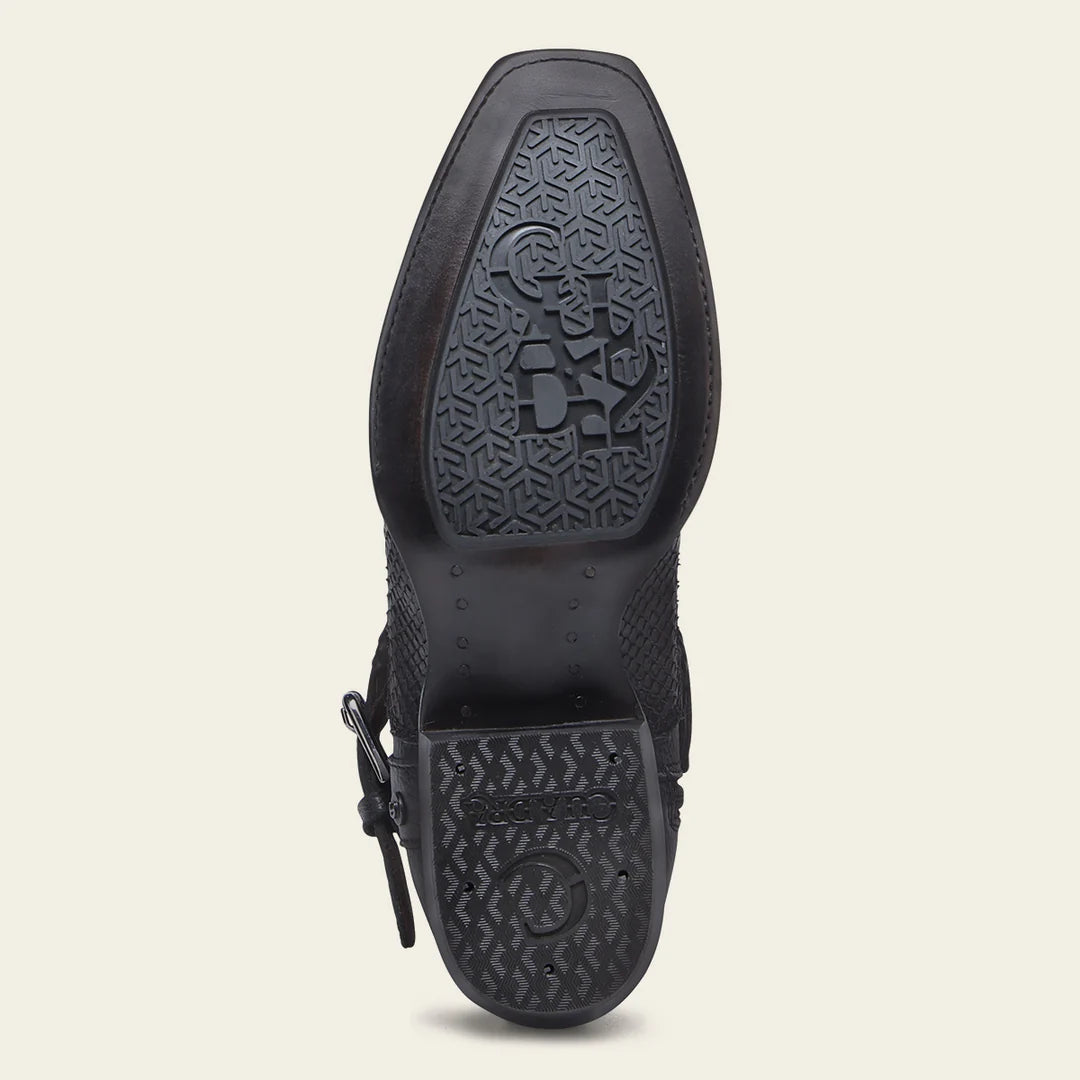 Men's Cuadra Black Casual Cowboy Python Skin Zip Ankle Boots - Stylish Western Boots for Everyday Wear, Outdoor Adventures & Country Events