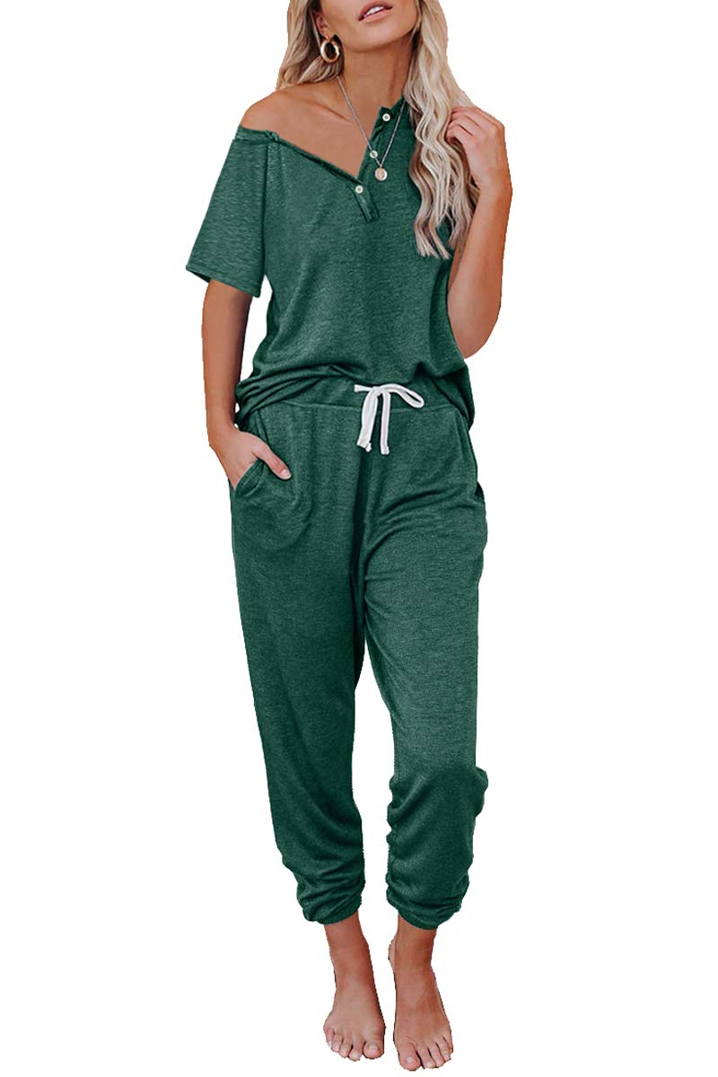 AUTOMET Women's 2-Piece Pajama Set - Soft Summer Lounge Wear with Comfortable Sweatpants - Perfect for Sleepwear, Relaxing at Home & Cozy Nightwear