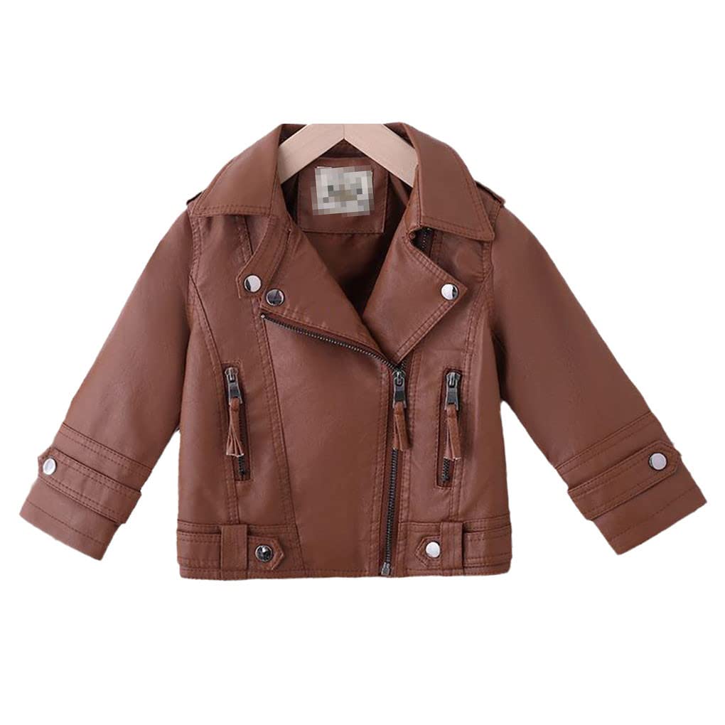 Kids Faux Leather Jacket for Boys & Girls - Stylish Lapel Collar Motorcycle Coat for Spring & Fall | Perfect for School, Outdoor Play & Casual Wear
