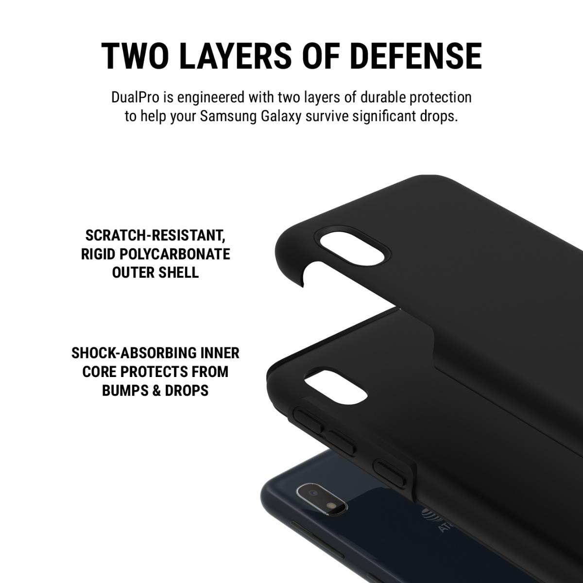 Incipio DualPro Protective Case for Samsung Galaxy A10e - Shockproof & Slim Design - Matte Black Finish - Perfect for Everyday Use & Outdoor Activities