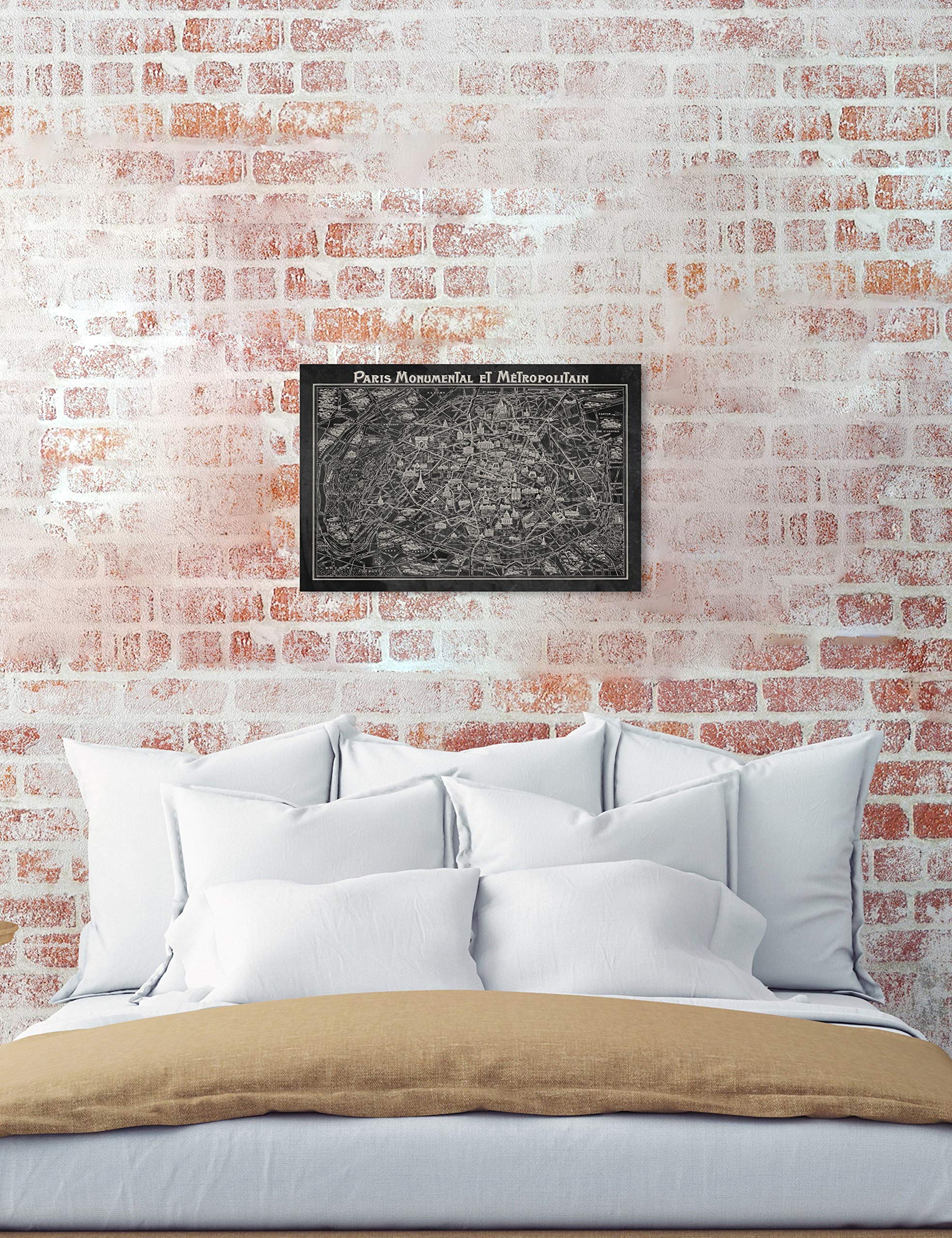 Rustic Gray Paris Map Wall Art Canvas Print - 36