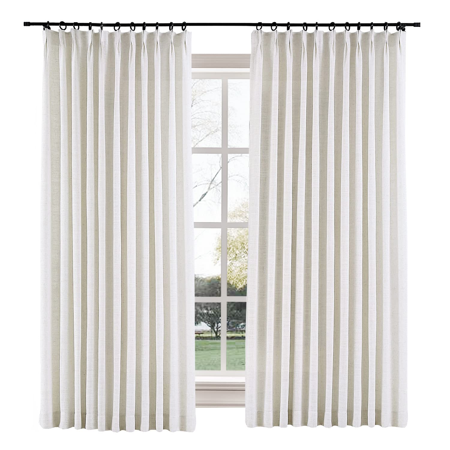 Premium Pinch Pleat Linen-Look Curtains - 150