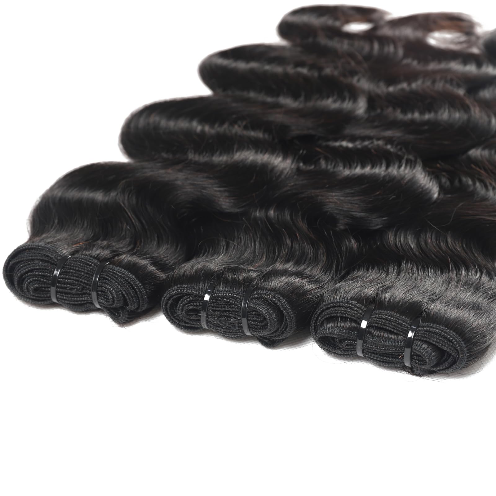 12A 100% Real Human Hair Bundles 20 22 24 Inch - 3 Pcs Body Wave Hair Extensions for Weaving - Natural Black Wavy Weft Hair for Styling & Volume - Perfect for Daily Wear, Parties & Special Occasions