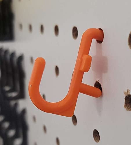 JSP Manufacturing Non-Locking Plastic J-Style Pegboard Hooks - 200-Pack Orange for Garage Tool Organization & Craft Storage | Perfect for DIY Projects, Workshop Accessories & Home Improvement