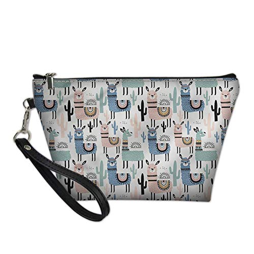 Alemiu Alpaca Print Travel Makeup Bag Organizer - Cute Animal Cosmetic Pouch for Women & Girls - Perfect for Toiletries, Beauty Essentials & Outdoor Purse Storage - Great for Travel, Gym & Daily Use