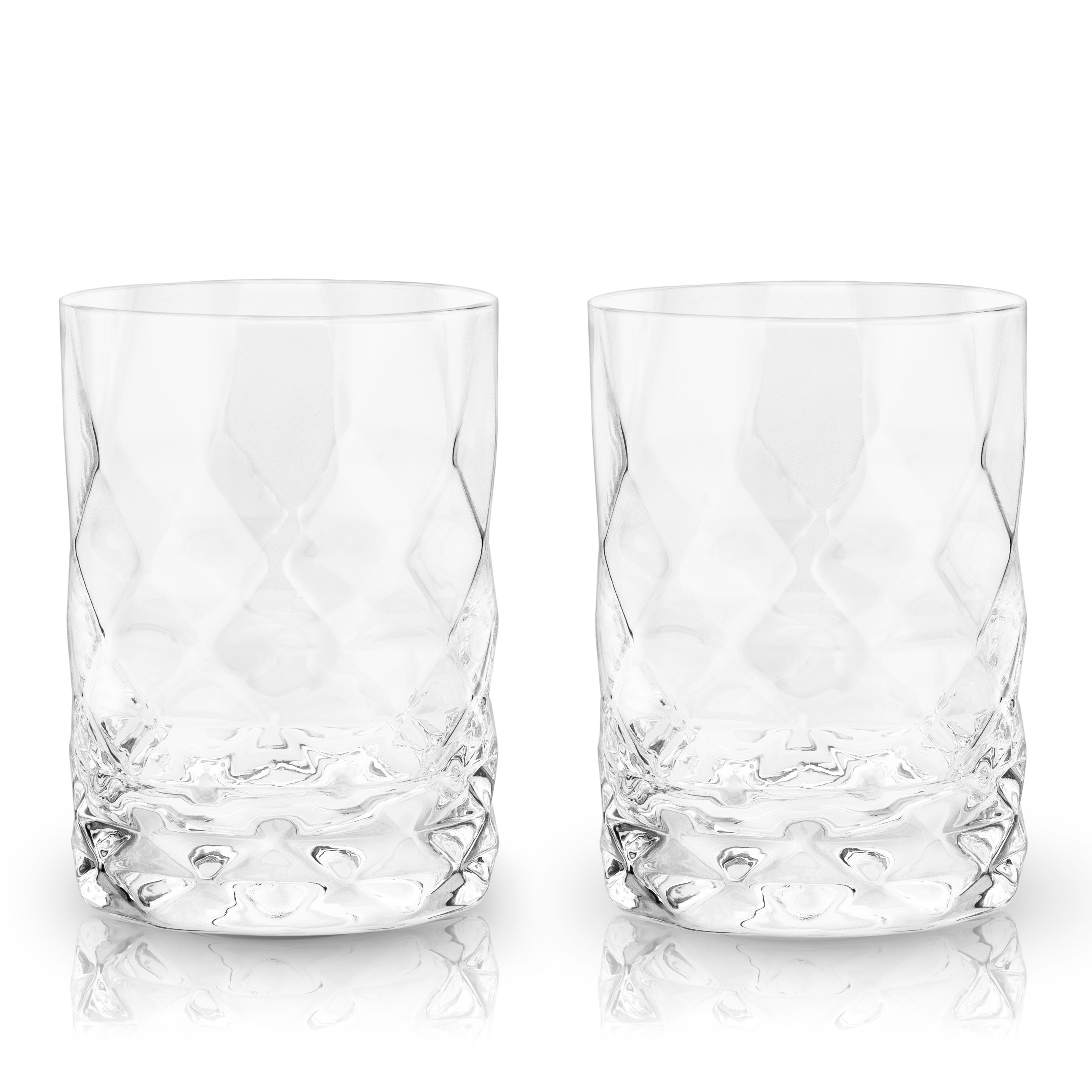 Premium Gem Crystal Tumblers Set of 2 - Elegant Glass Cups for Whiskey, Cocktails & Iced Coffee - Perfect for Home Bar, Dinner Parties & Gifts