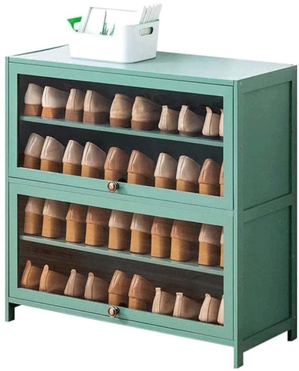 Modern Shoe Cabinet with Clear Acrylic Flip Door - 5-Tier Large Capacity Bamboo Shoe Rack Storage Organizer for Entryway, Closet & Bedroom Organization
