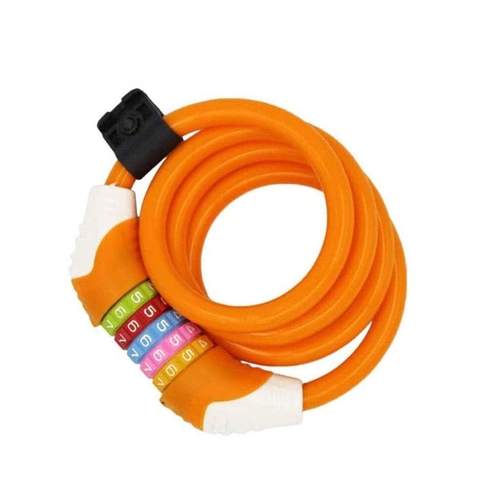 High Security 5-Digit Resettable Combination Bike Lock Cable - 3.6ft Coiling Bicycle Lock for Outdoor Use, Theft Protection for Bikes, Scooters & Motorcycles (Orange) - Perfect for Commuting, Parking & Travel Security