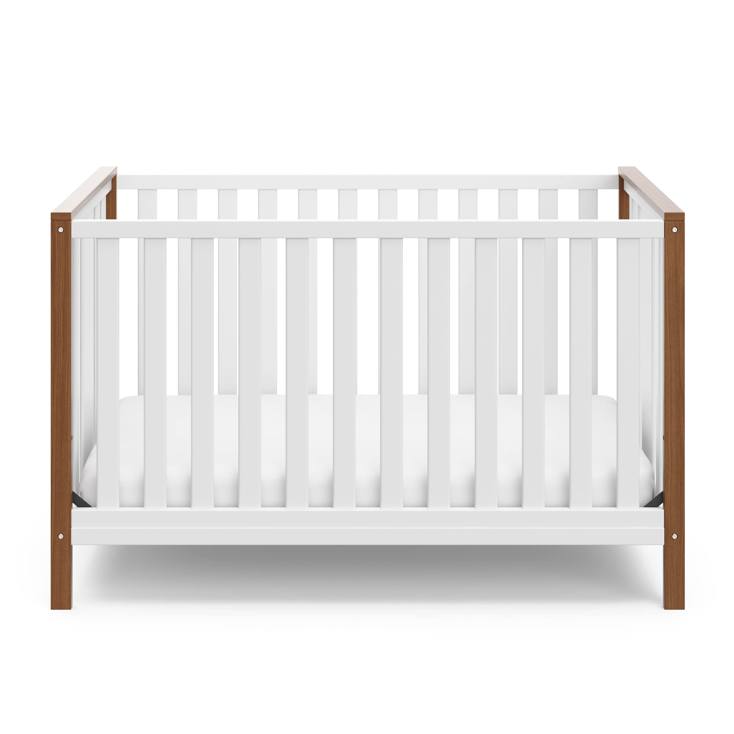 Storkcraft 4-in-1 Convertible Crib - GREENGUARD Gold Certified, White & Driftwood for Nursery & Toddler Room