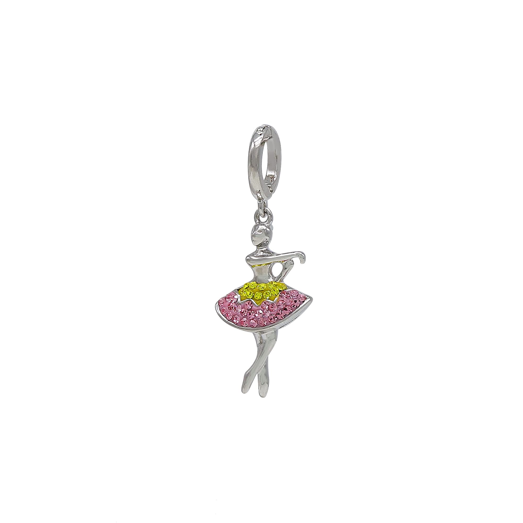 Annie & Sisters Sterling Silver Dance Charm Bracelet - Elegant Crystal Pendant for Ballet, Gifts & Special Occasions