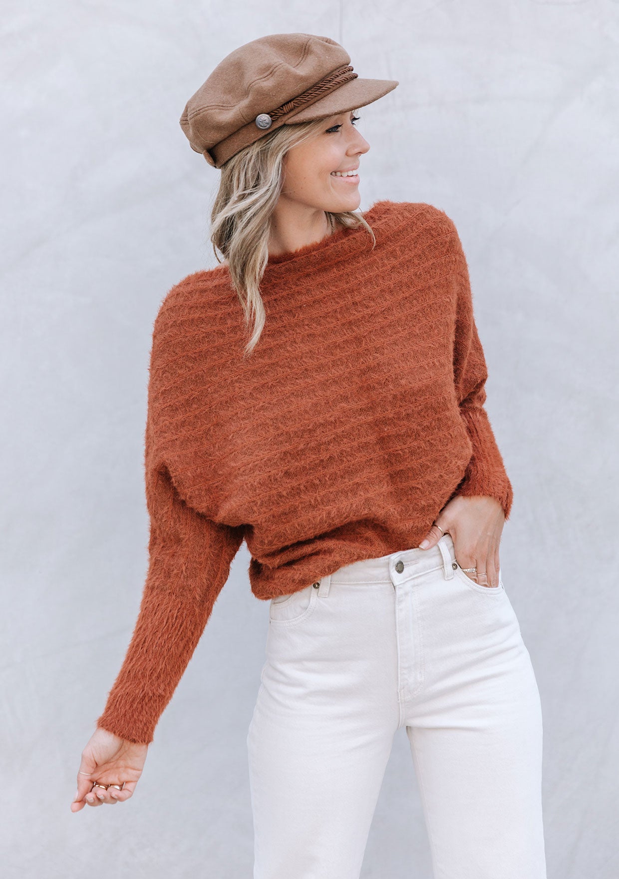 Cozy Ribbed Boatneck Sweater for Women - Soft Fuzzy Knit Pullover for Fall & Winter - Casual Warm Tops for Office, Dates & Weekend Outings