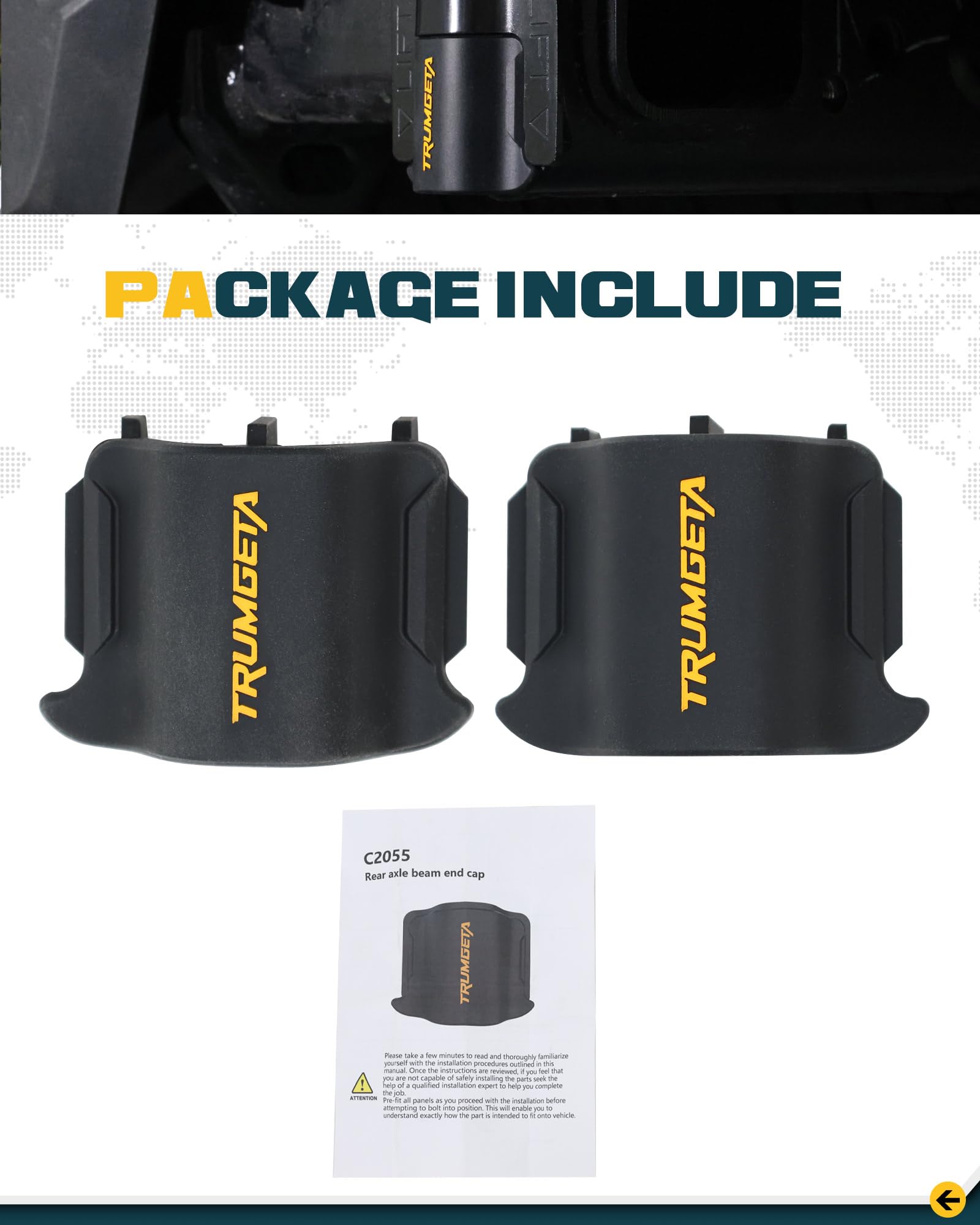 2PCS Rear Bumper Crossmember End Caps for 4th Gen Toyota Tacoma 2024-2025 | Black Rubber Stopper Cover | Waterproof Protection | Off-Road Accessories & Truck Mods